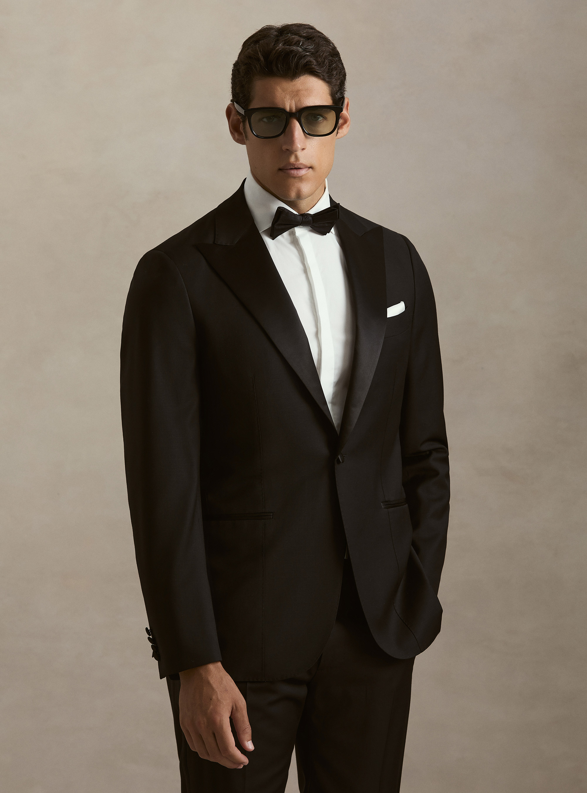 Giacca smoking in lana superfine 120's, NERO
