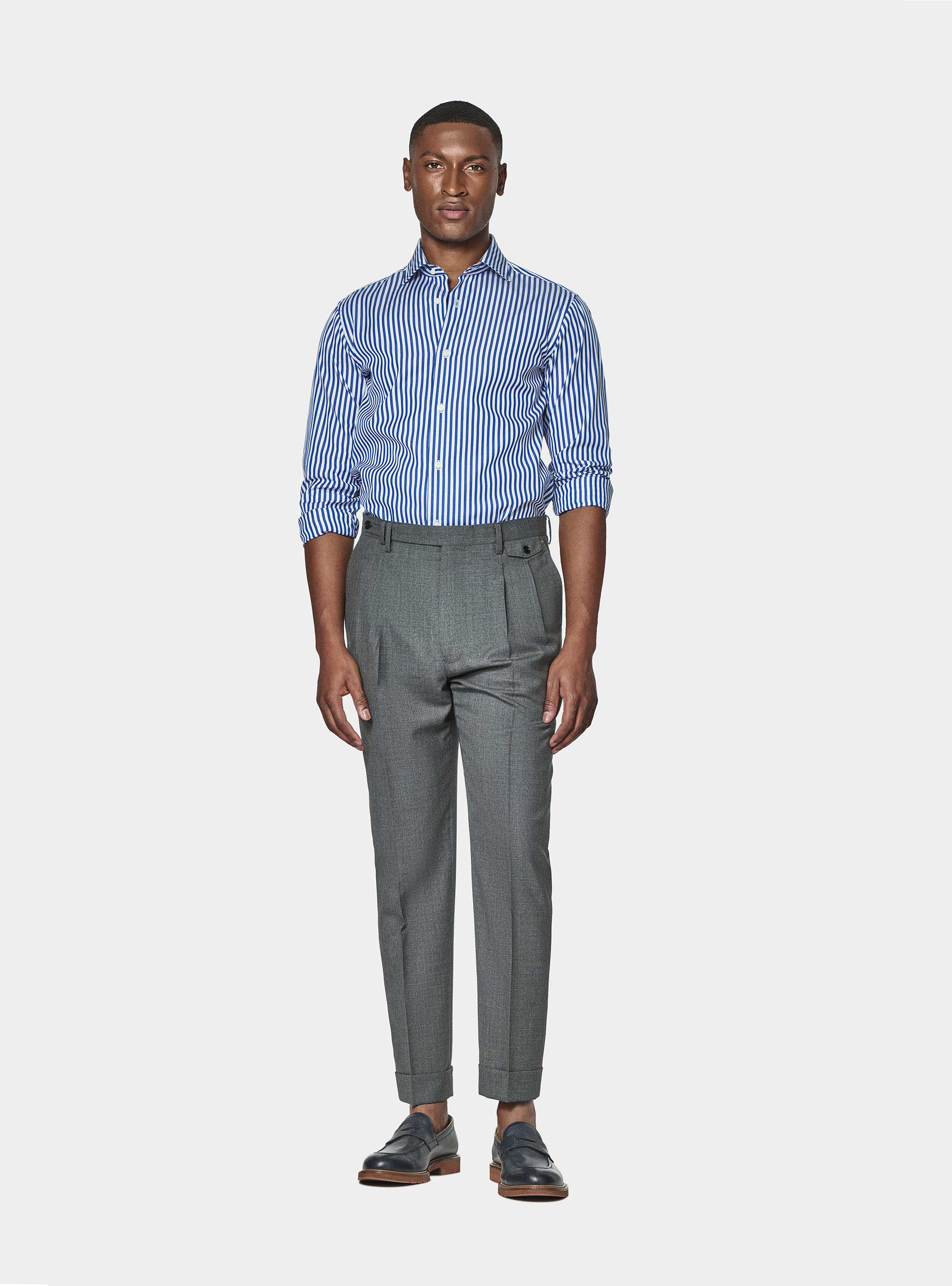 Cotton poplin wide-striped shirt | Gutteridge | Men's Shirts