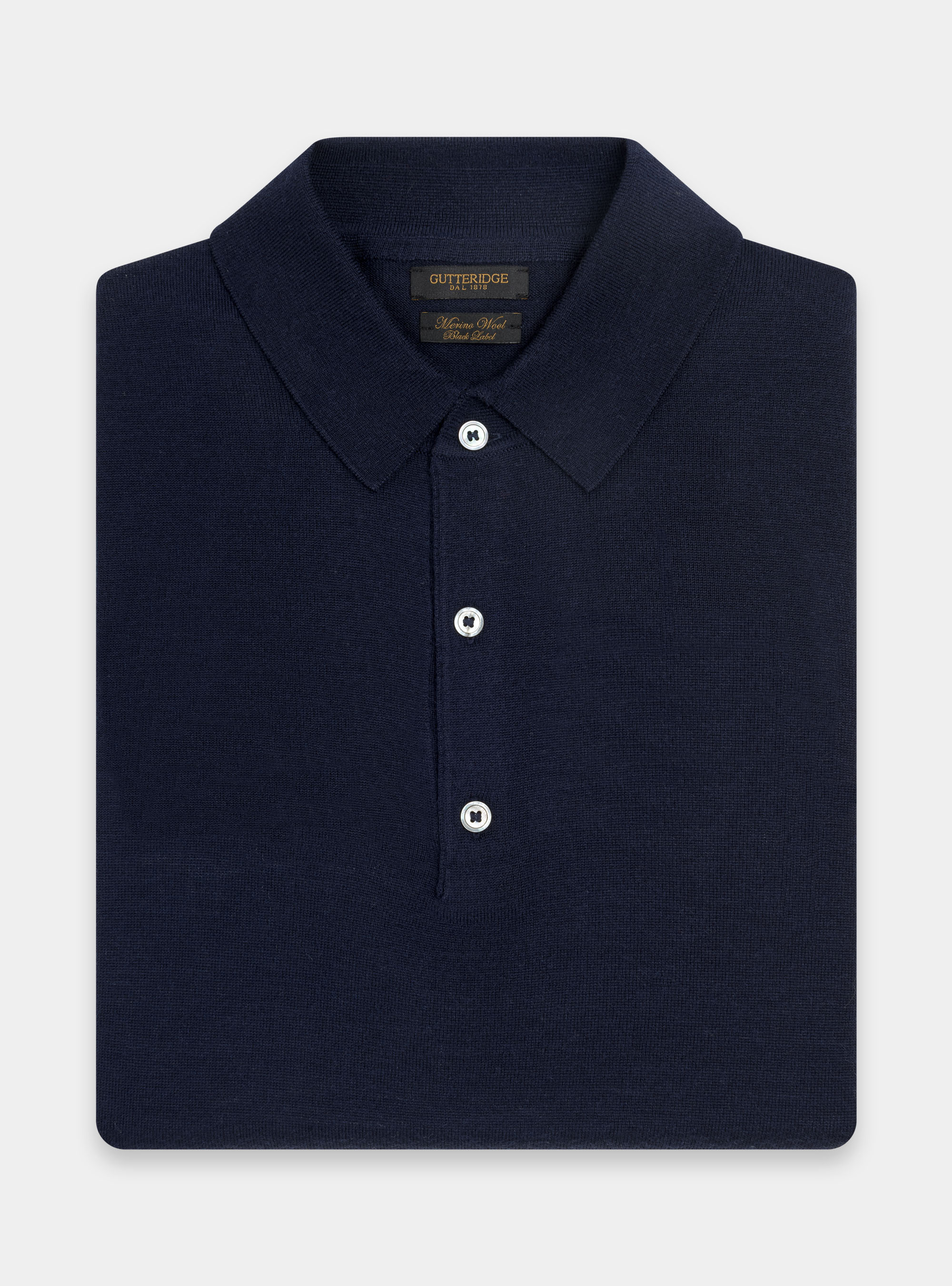 Pure merino wool polo shirt, NAVY BLUE