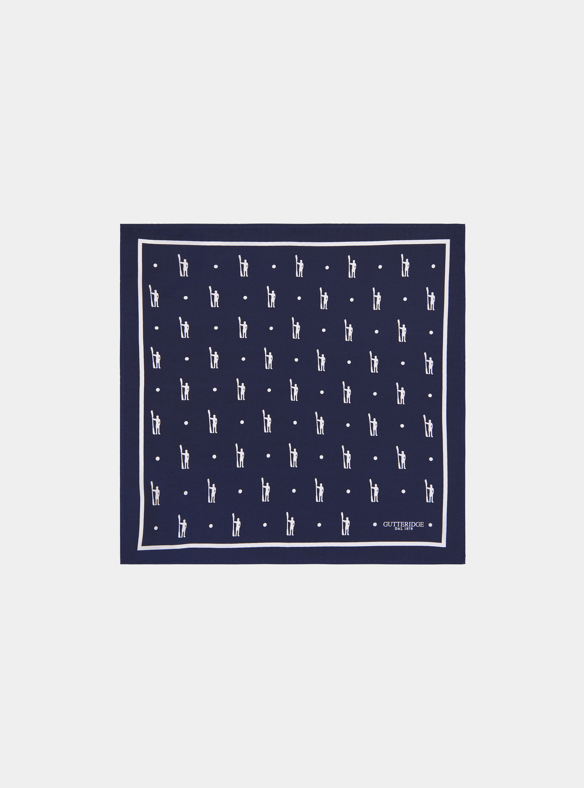 Pochette seta fantasia stmapata logo, BLU NAVY