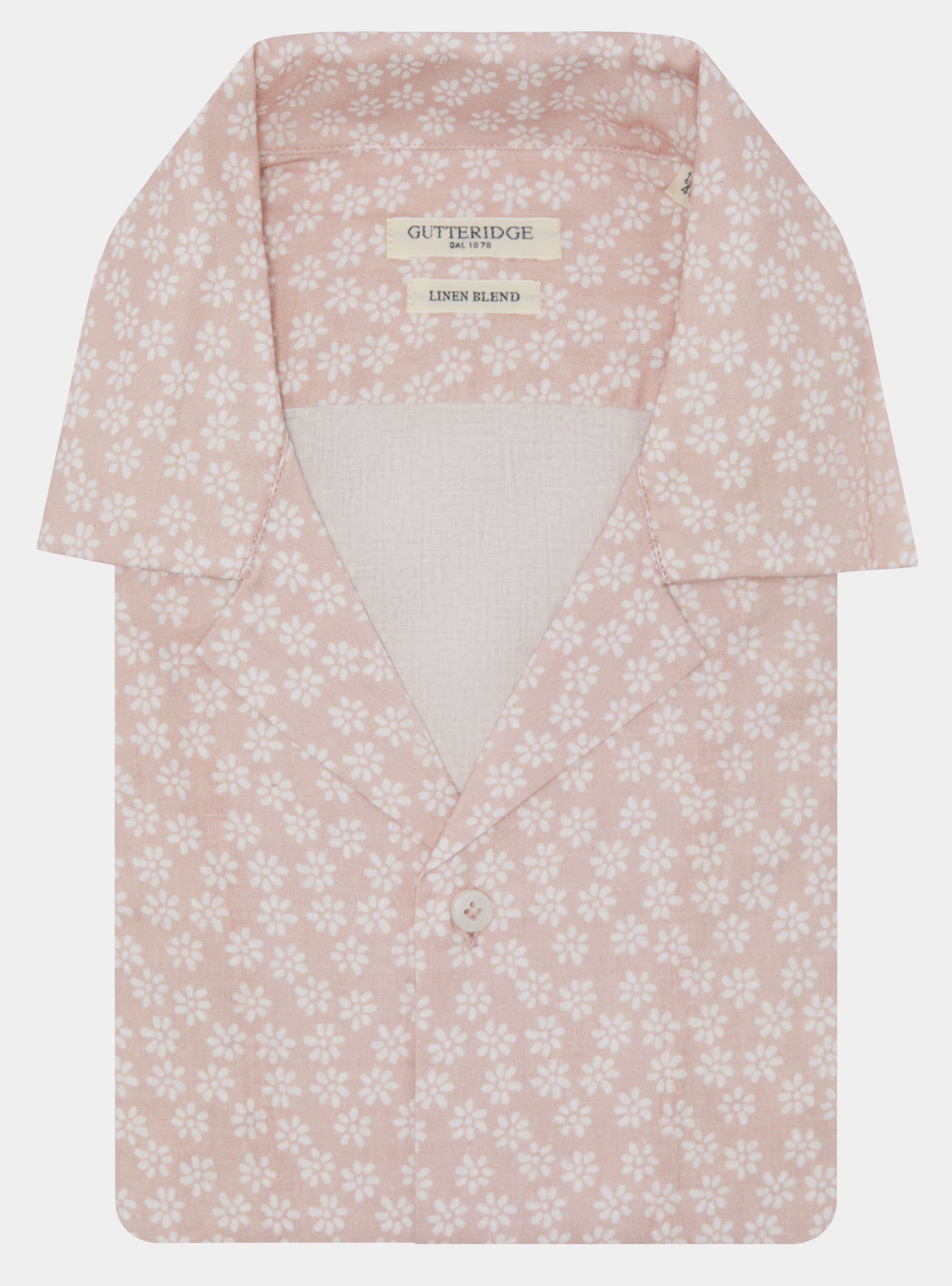 Bowling shirt in linen and printed cotton, ROSA CHIARO 0466C