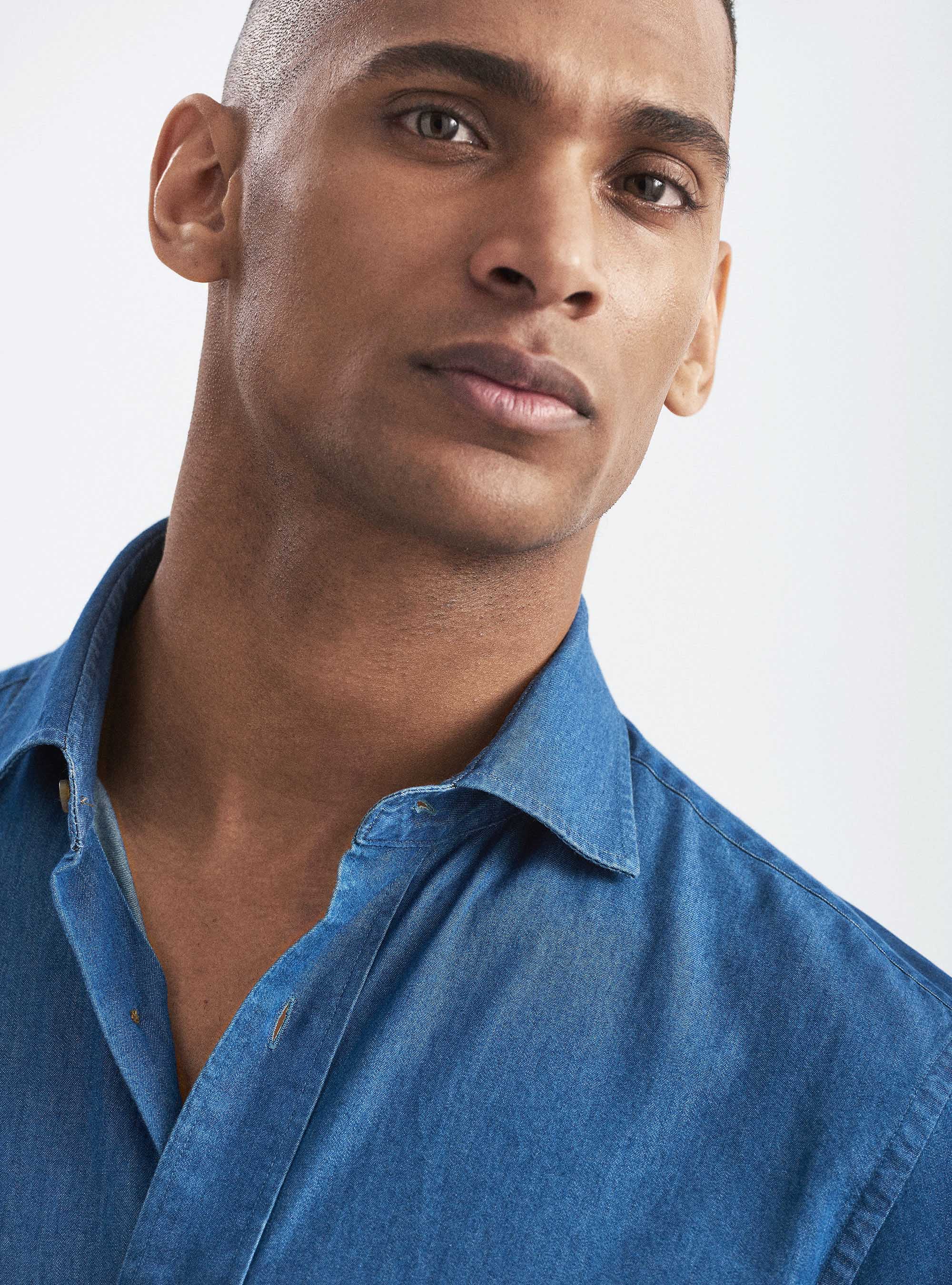 Camisa de chambray, AZUL MARINO