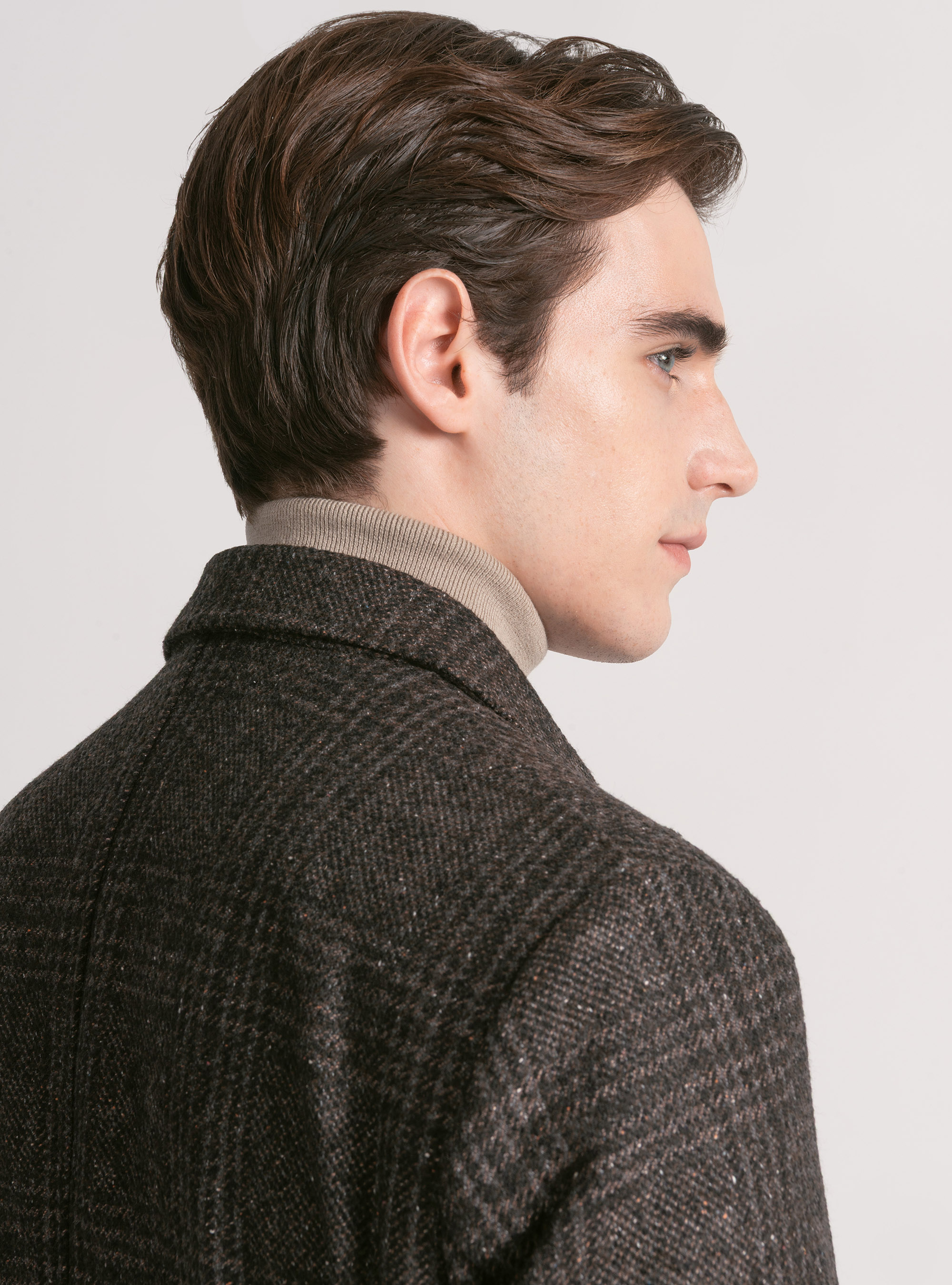 Fancy double-breasted coat in cashmere blend, BROWN