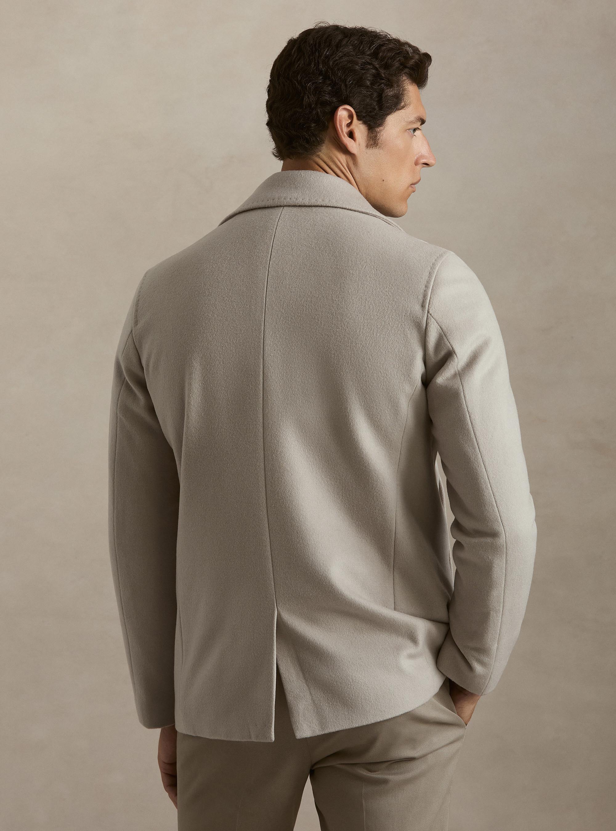 Peacoat de lana y cachemira, ECRU 0536C
