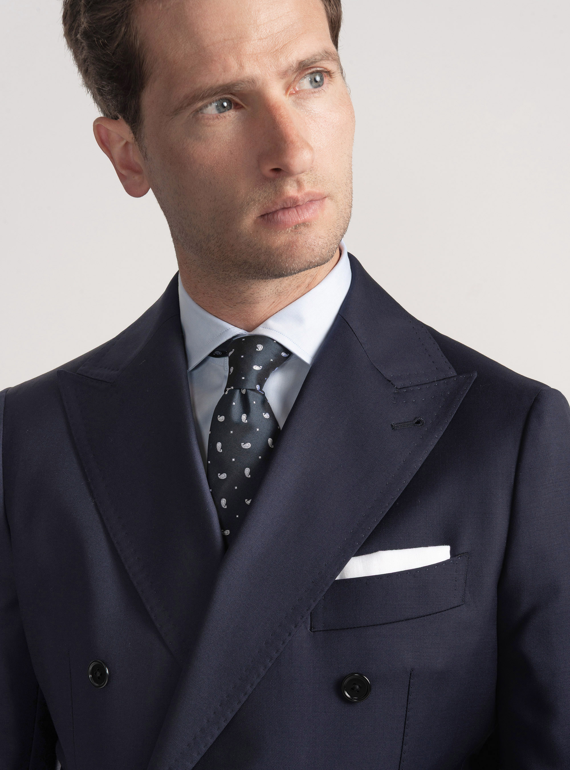 Giacca doppiopetto in lana Vitale Barberis Canonico, BLU NAVY