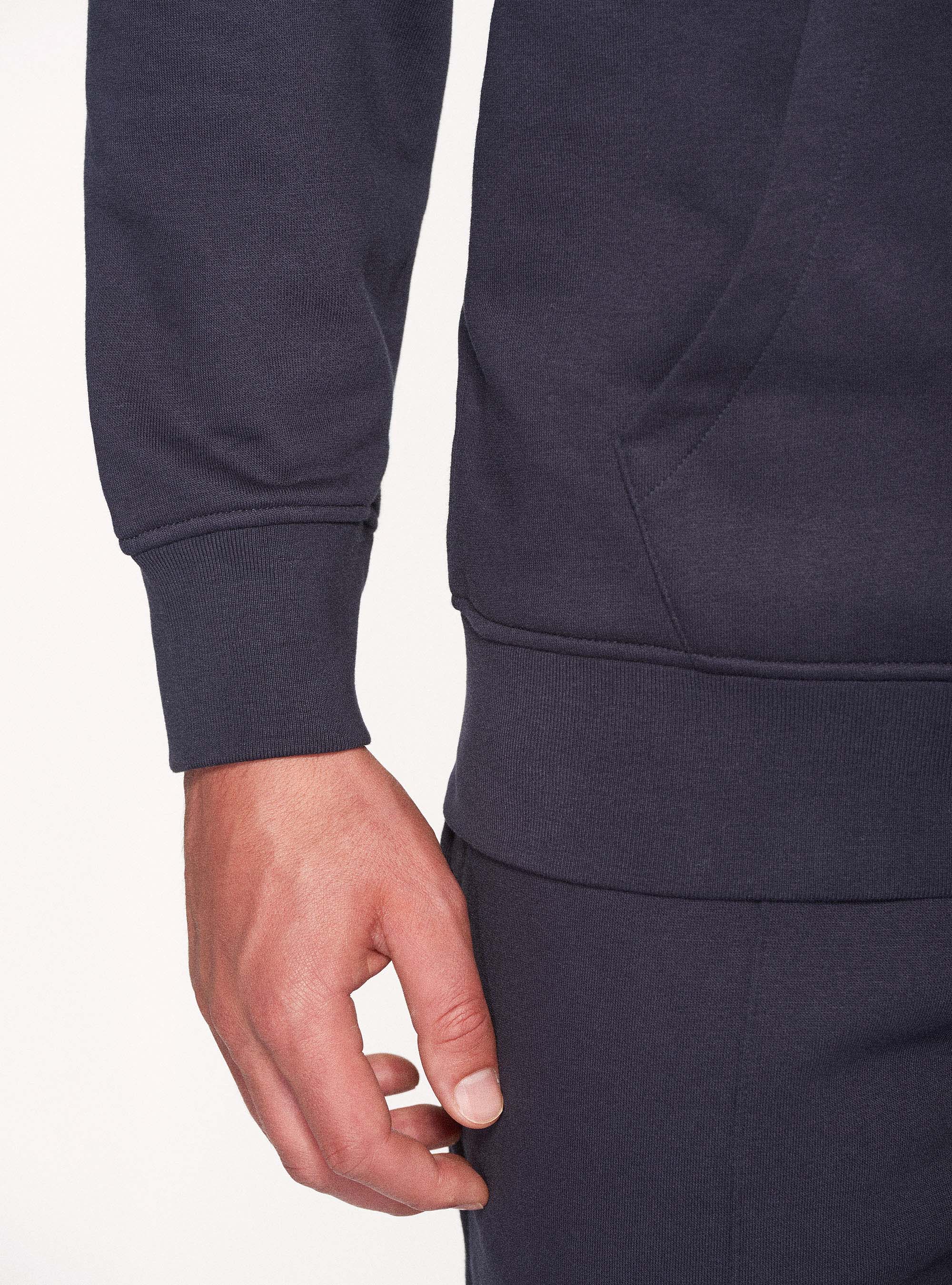 Felpa in misto cotone con cappuccio, BLU NAVY