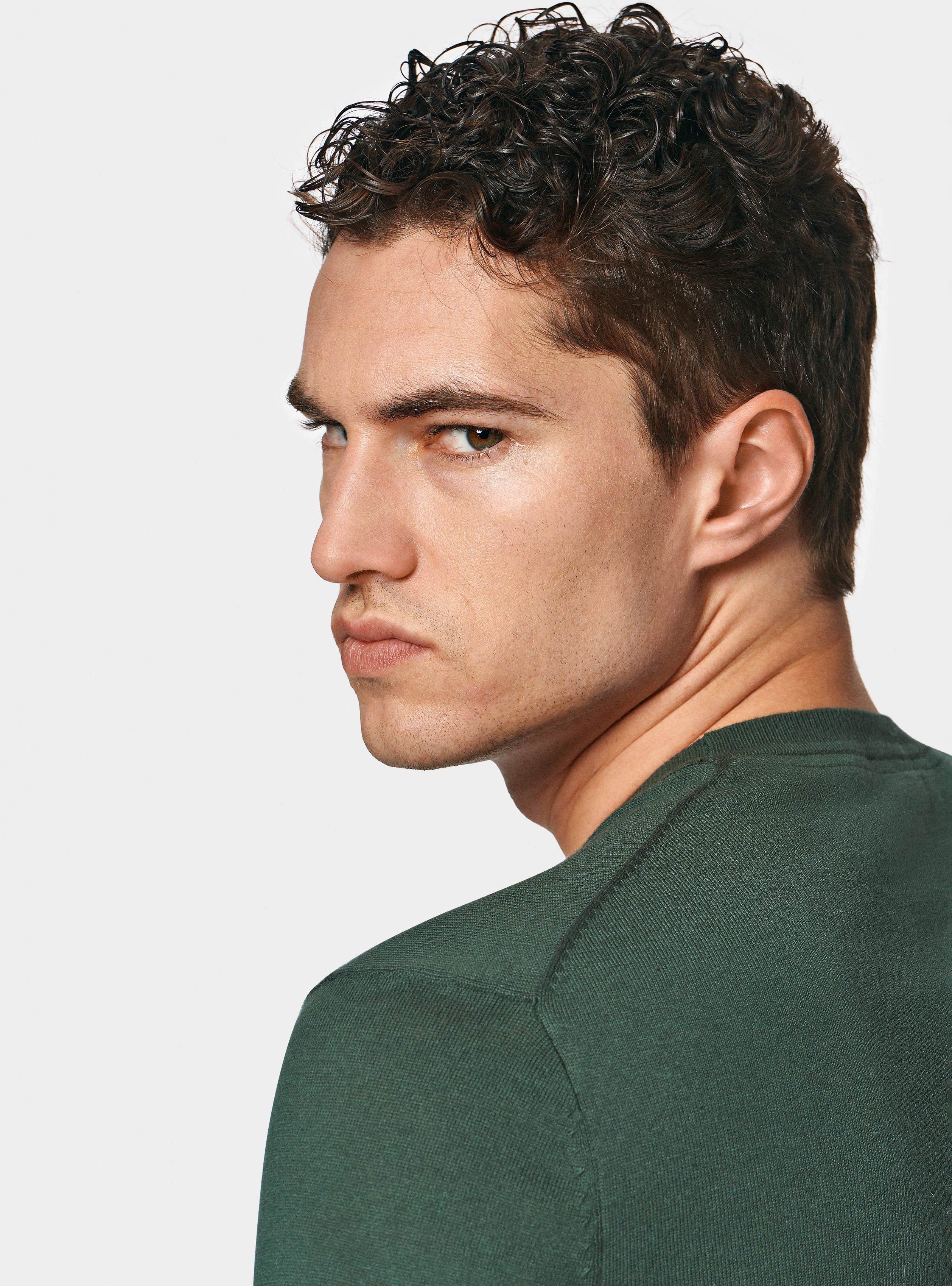 Pullover mit Rundhalsausschnitt aus Baumwolle, Seide und Kaschmir, VERDE MUSCHIO 0615C