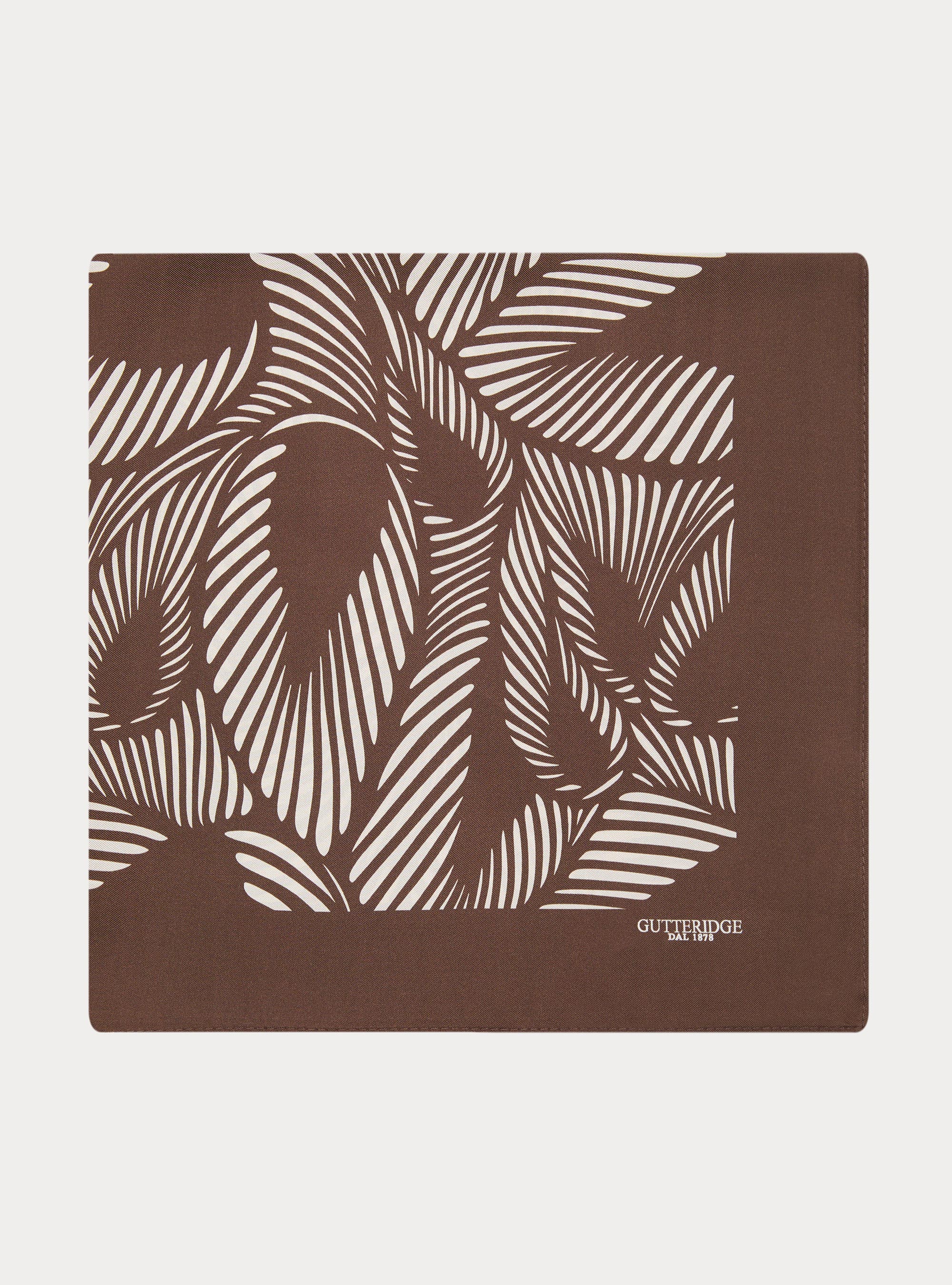 Foulard stampato in seta fantasia, BROWN