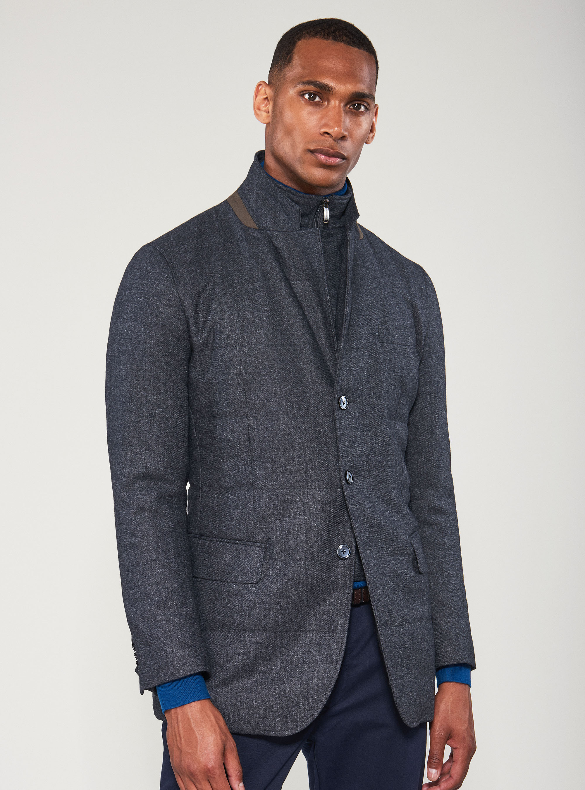 Veste en flanelle rembourrée avec bavette, ASPHALTE