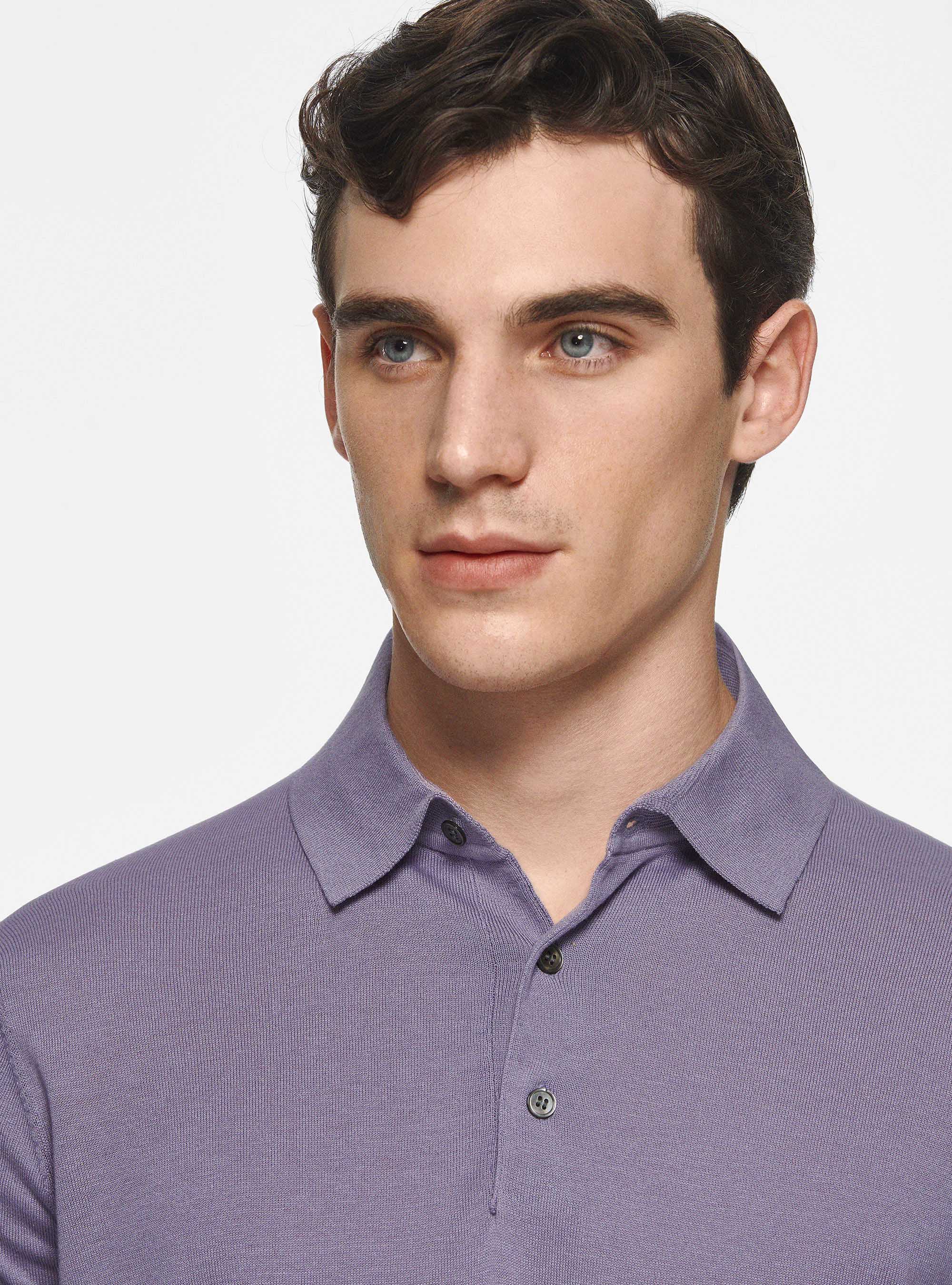Polo in maglia seta e cotone, LAVANDA 0465C