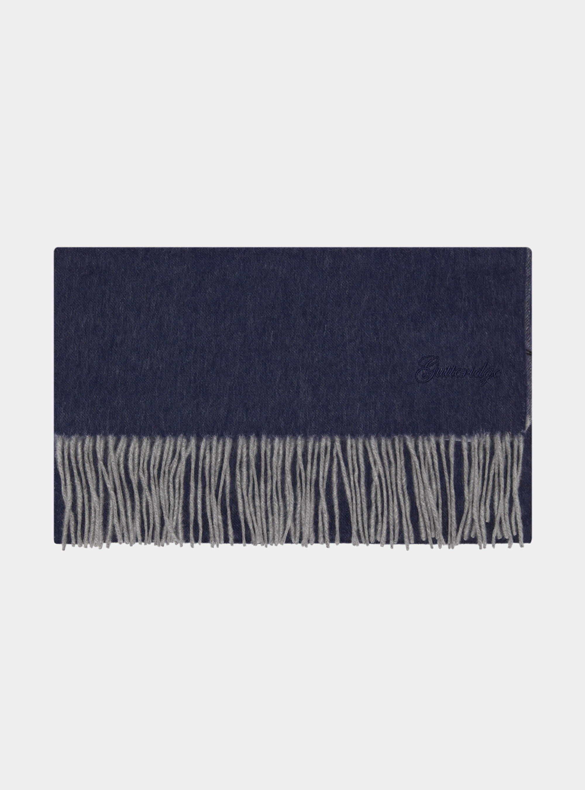 Sciarpa double face in lana e cashmere, BLU NAVY