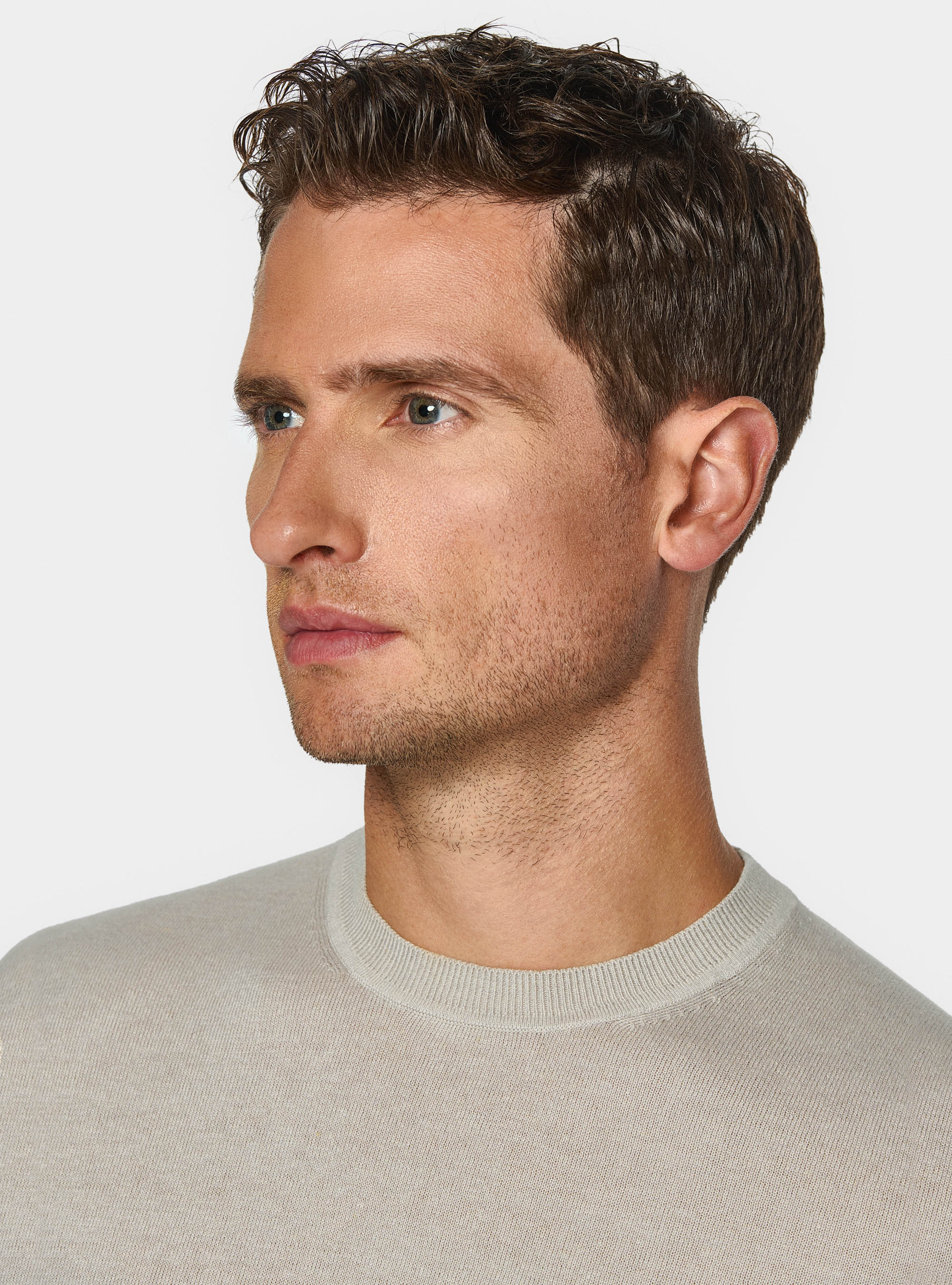 Tricot &agrave; col rond en coton soie et cachemire, PERLA 0178C