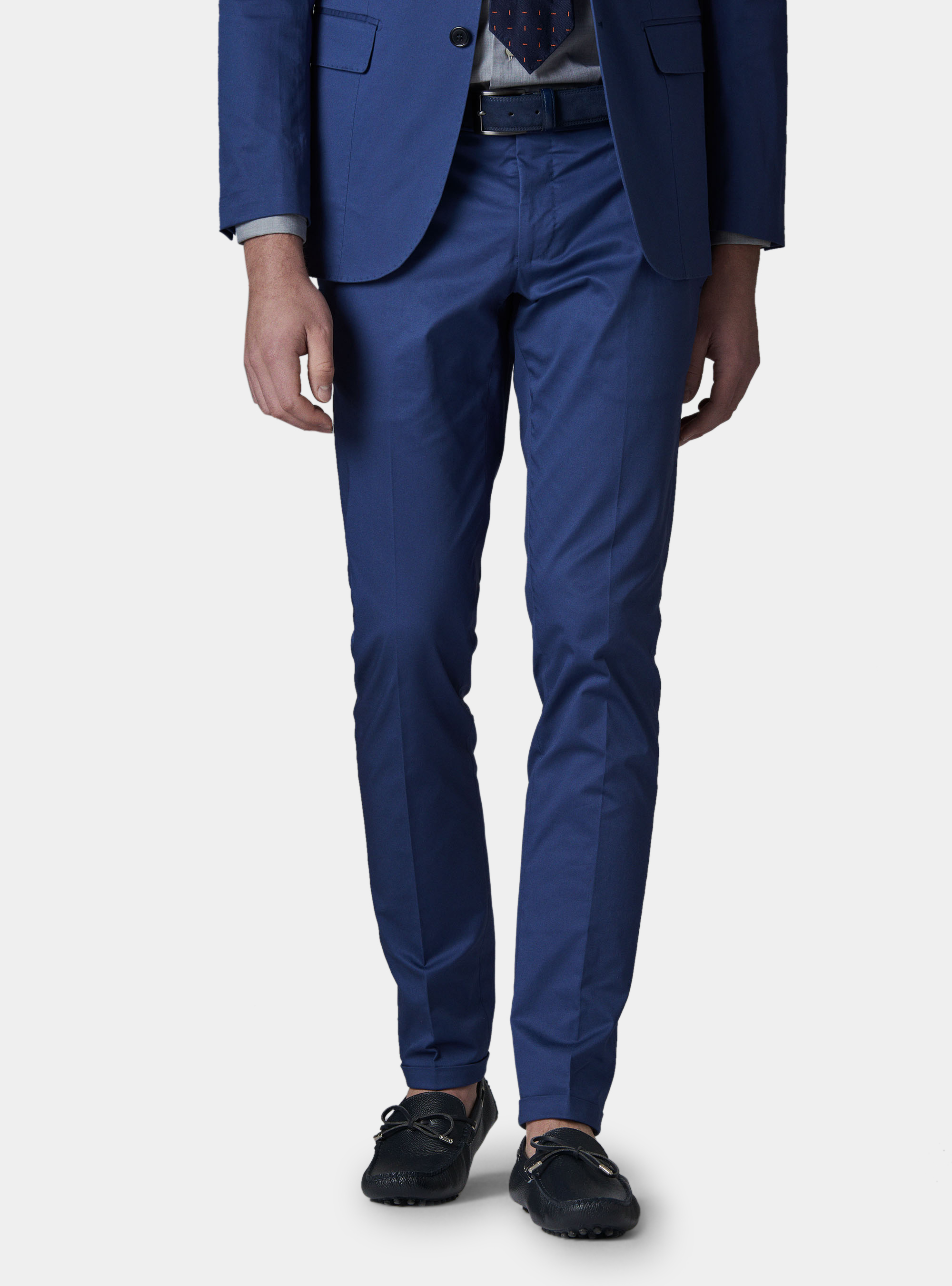 Pantalone per abito in cotone superior, AZZURRO