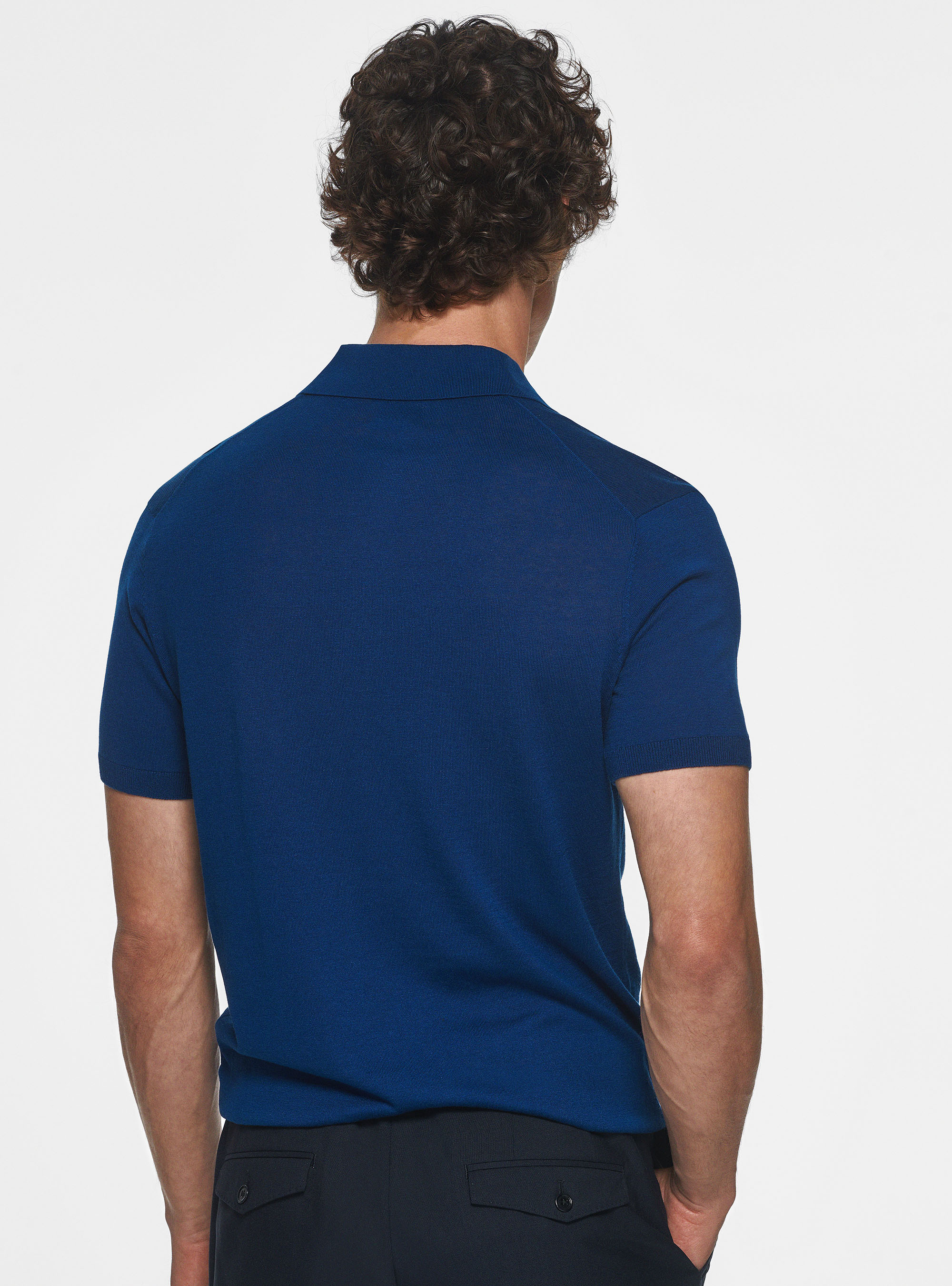 Polo in maglia seta e cotone, BLU ROYAL