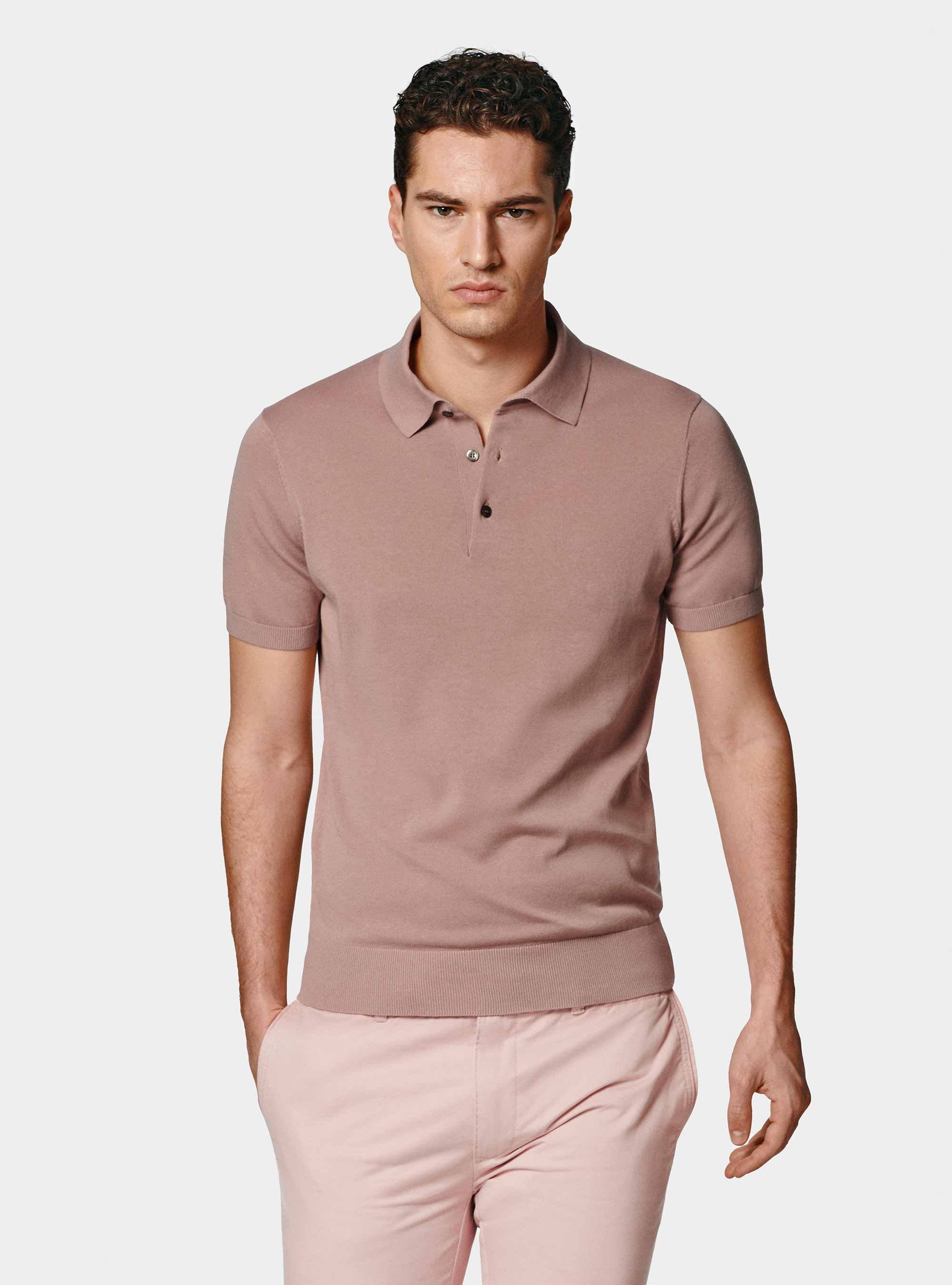 Polo de punto de algodón extrafino, 0441C ROSA SCURO