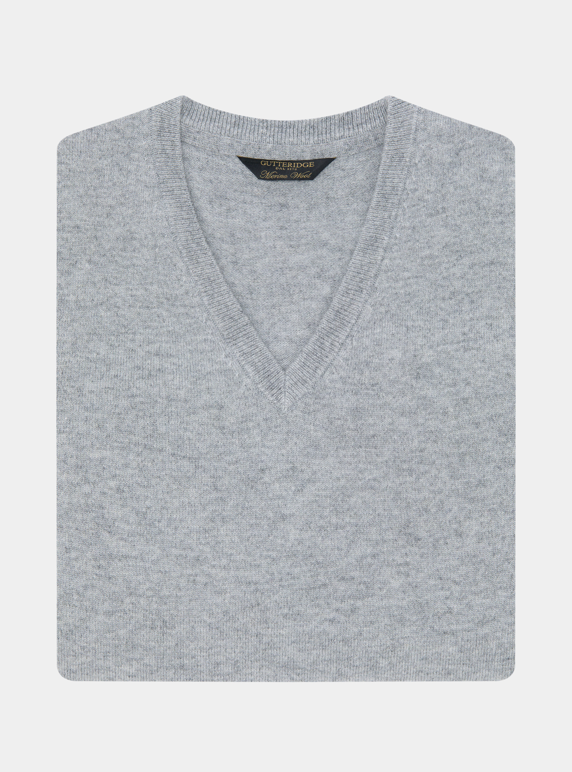 Maglia scollo a V in lana merino, GRIGIO MELANGE 0151C