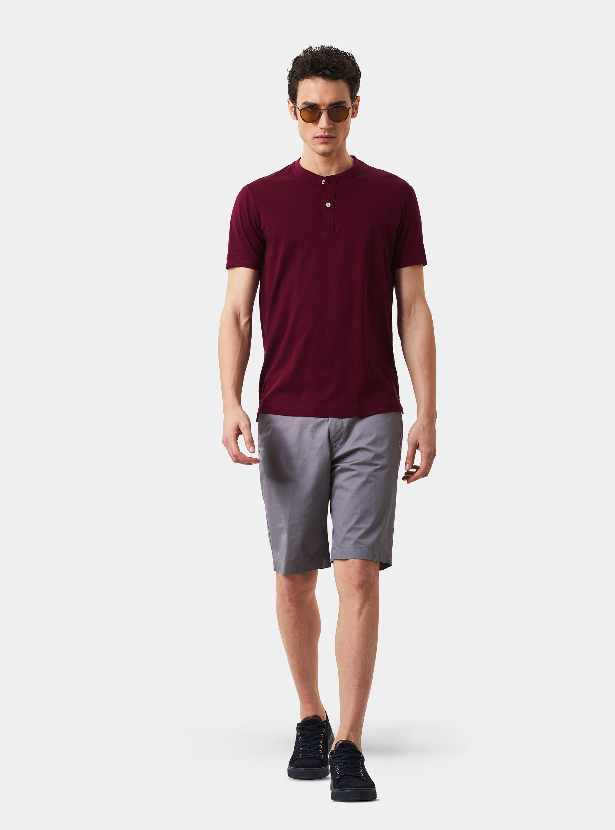 Camiseta Serafino en 100% algodón jersey supima, BURDEOS