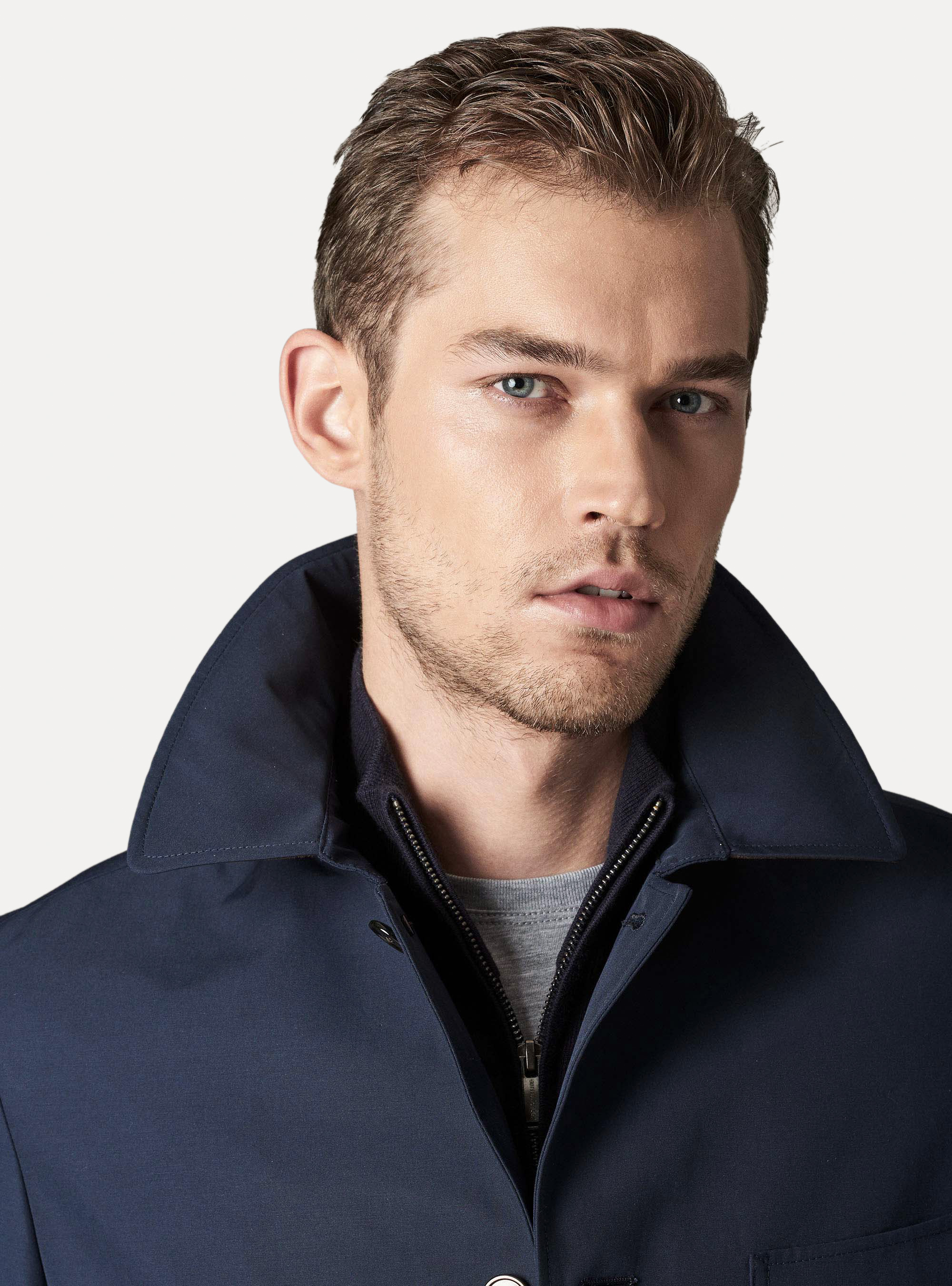  Technical cotton jacket, NAVY BLUE