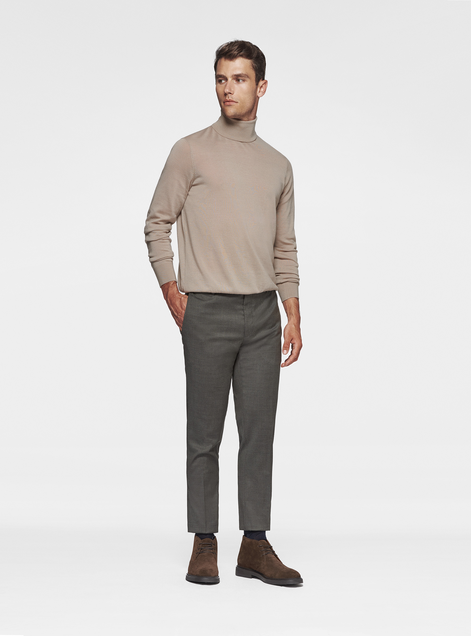 Dolcevita in pura lana merino extrafine, SABBIA