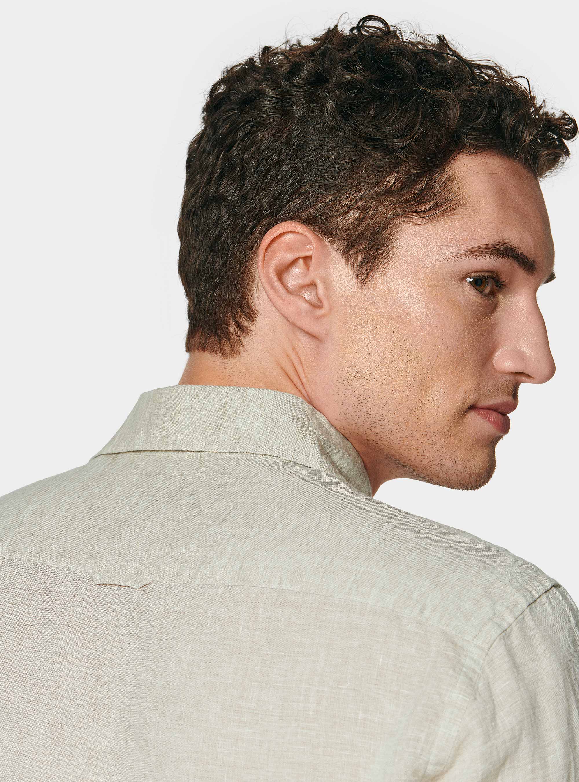 Camicia in puro lino, ECRU MELANGE 0562C