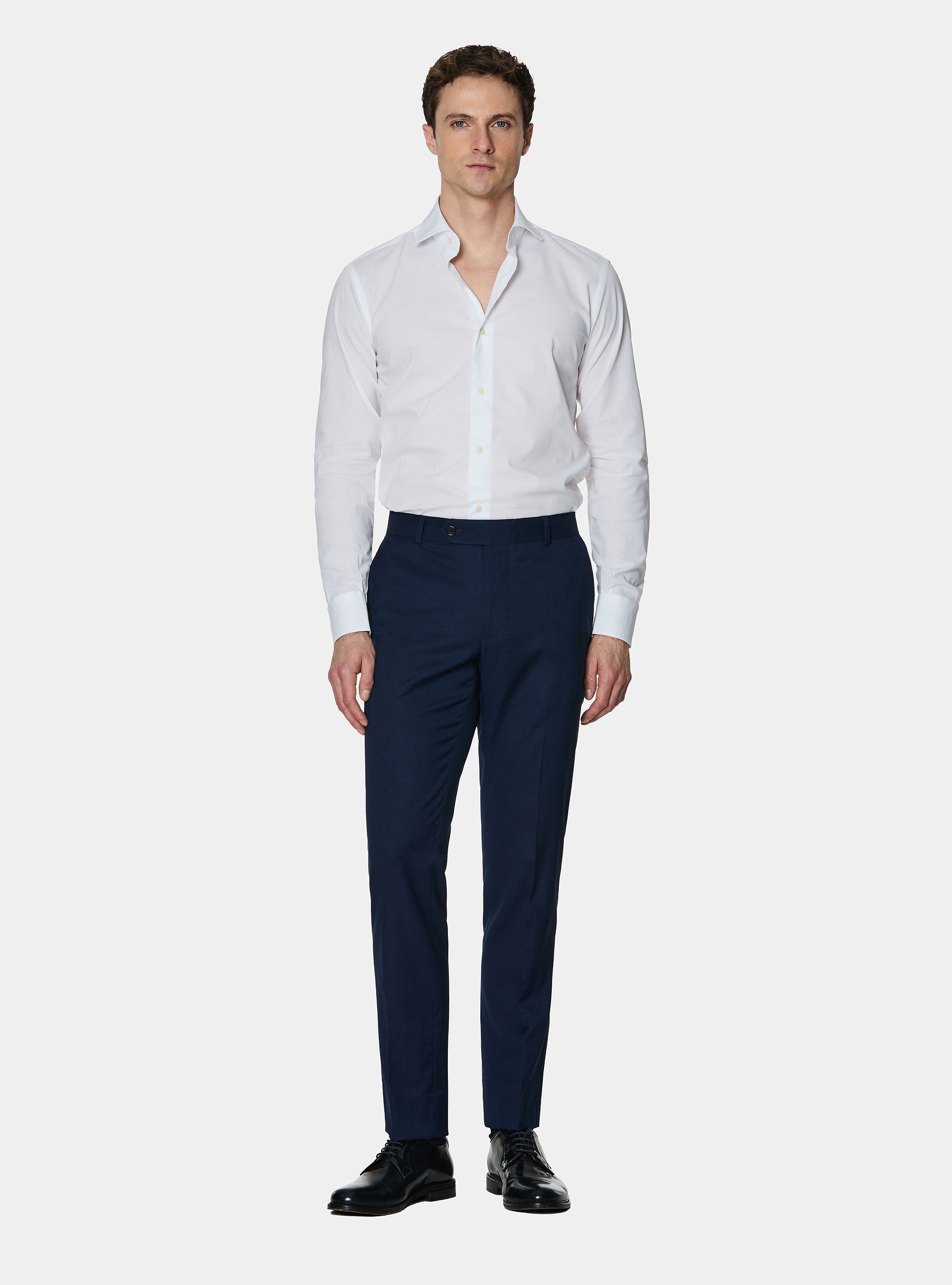 Cotton poplin stretch shirt, WHITE