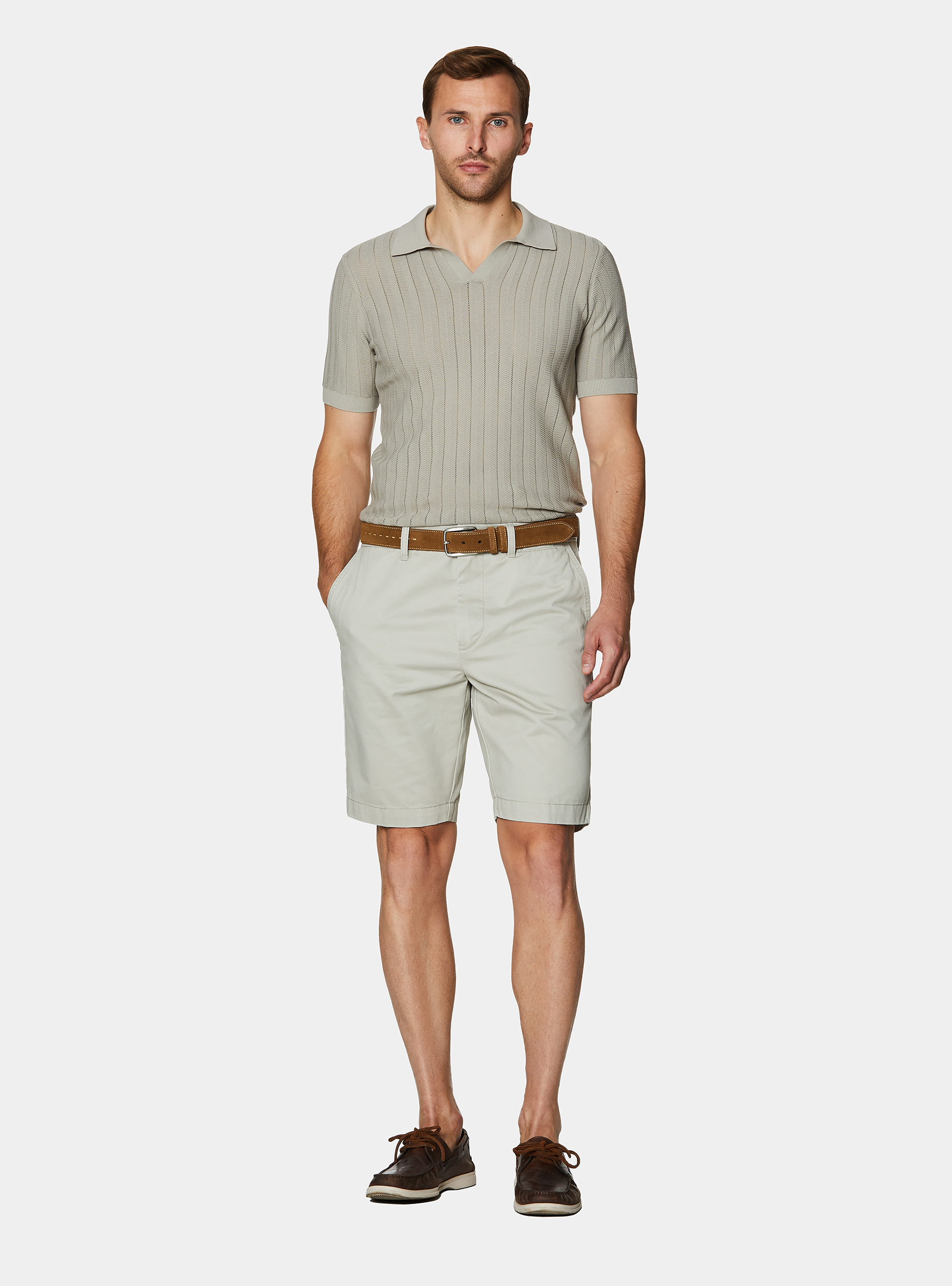 Polo traforata in cotone spigato, SABBIA