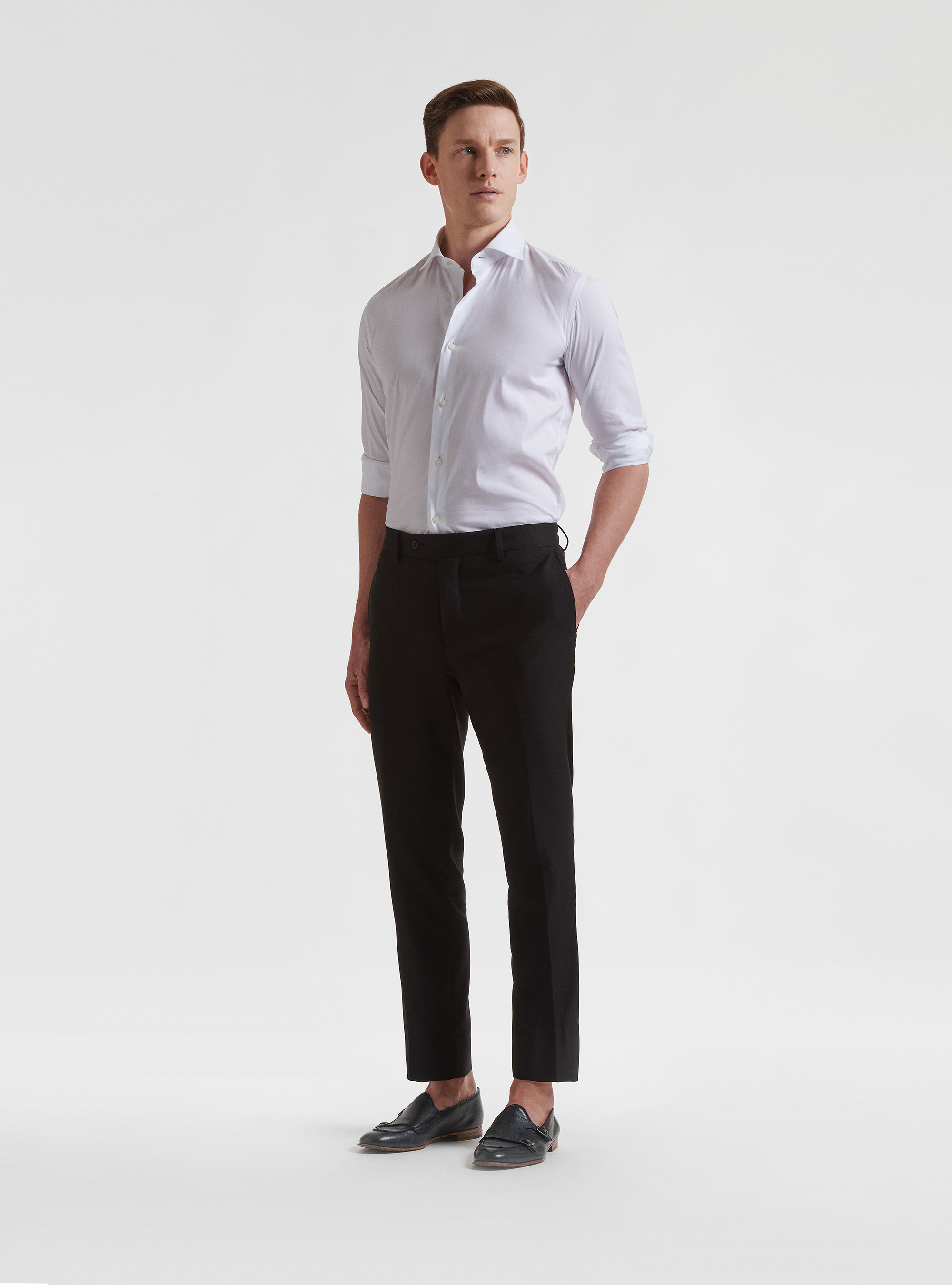 Pantaloni per abito slim fit, NERO