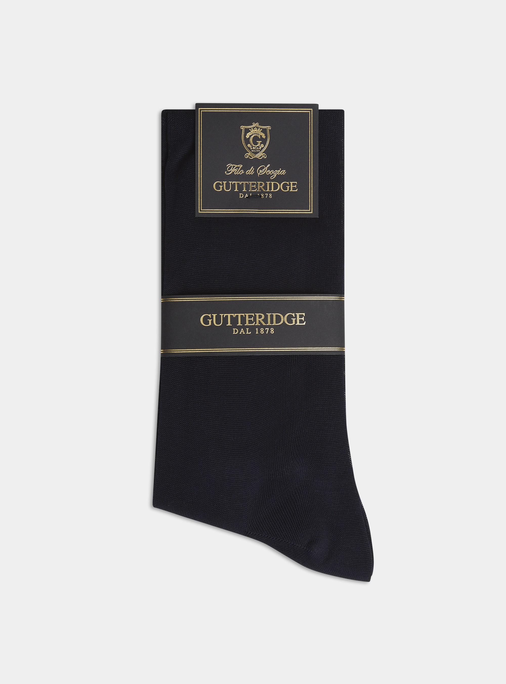 Calza lunga tinta unita in filo di Scozia, BLU NAVY