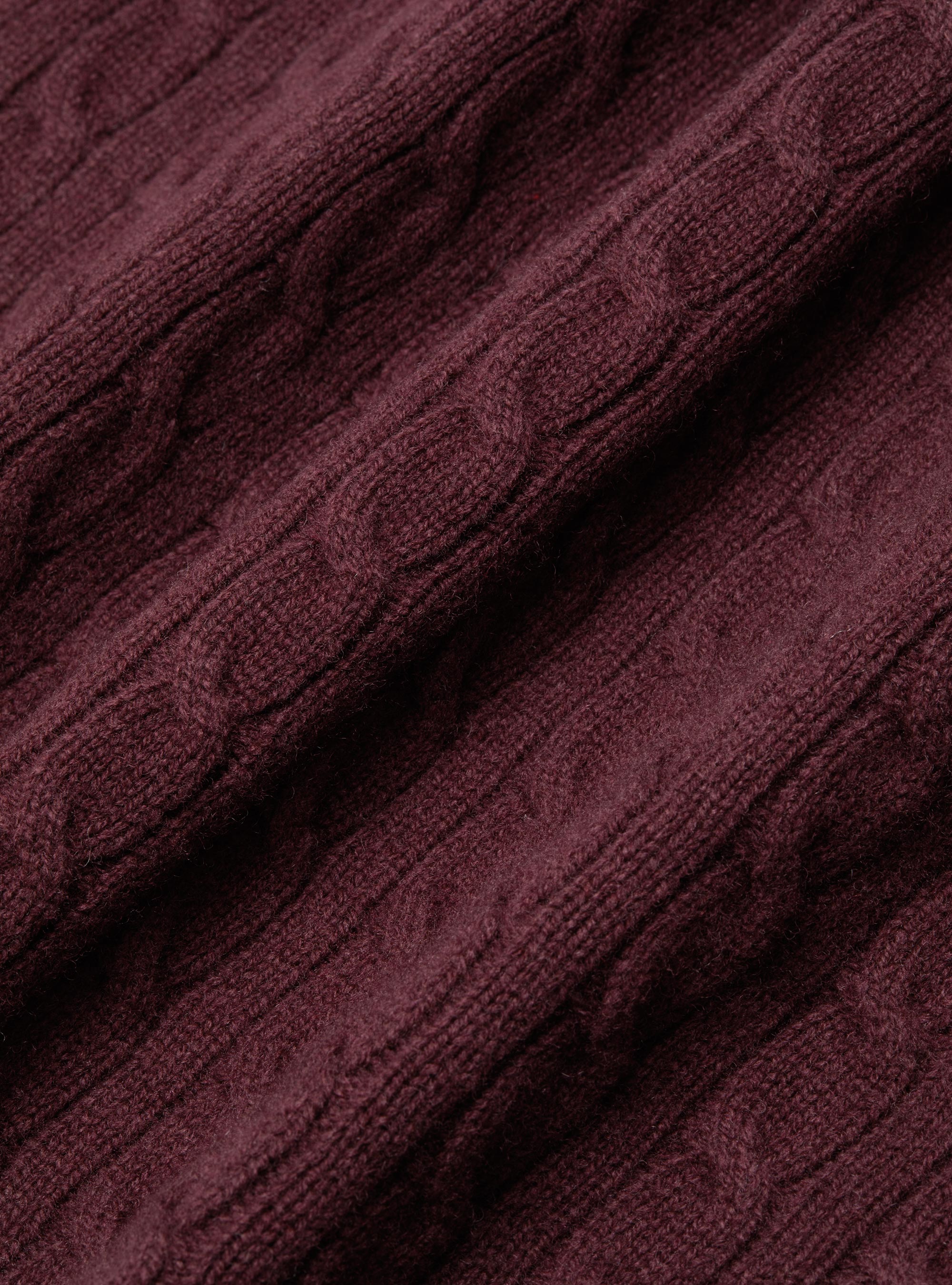 Maglia girocollo con treccia in lana e cashmere, BORDEAUX
