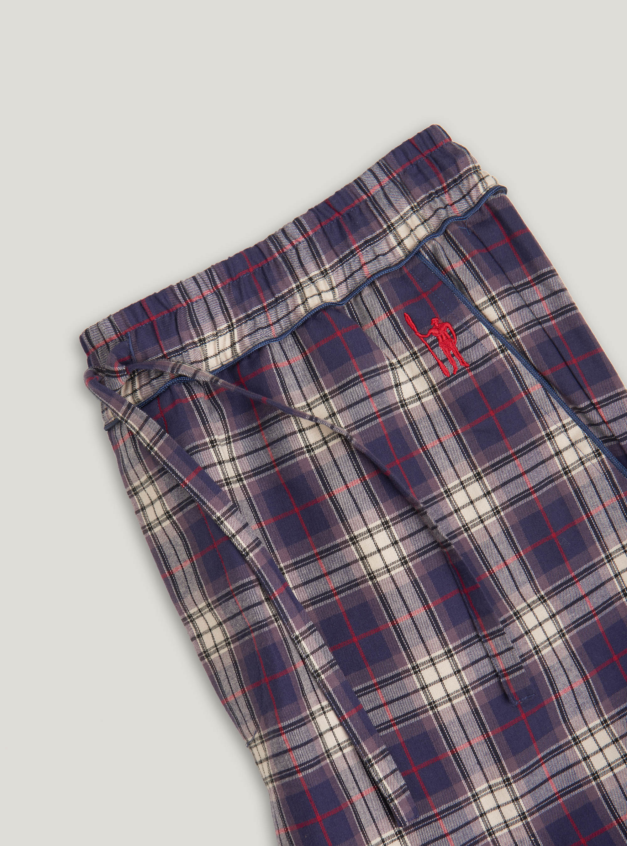 Pantaloni lunghi in flanella di cotone a quadri, BLU NAVY