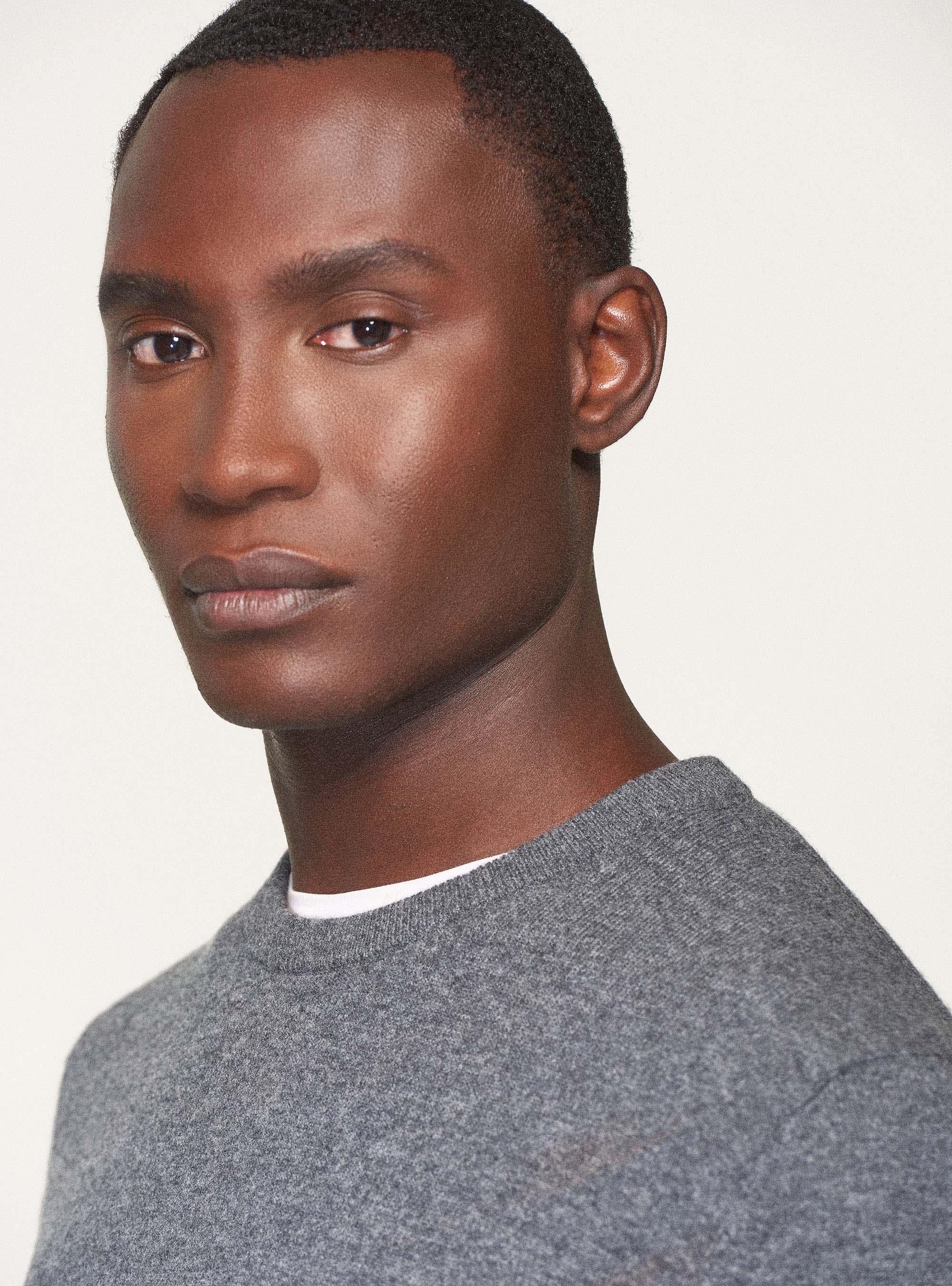 Maglia girocollo in lana lambswool e cashmere, GRIGIO CHIARO