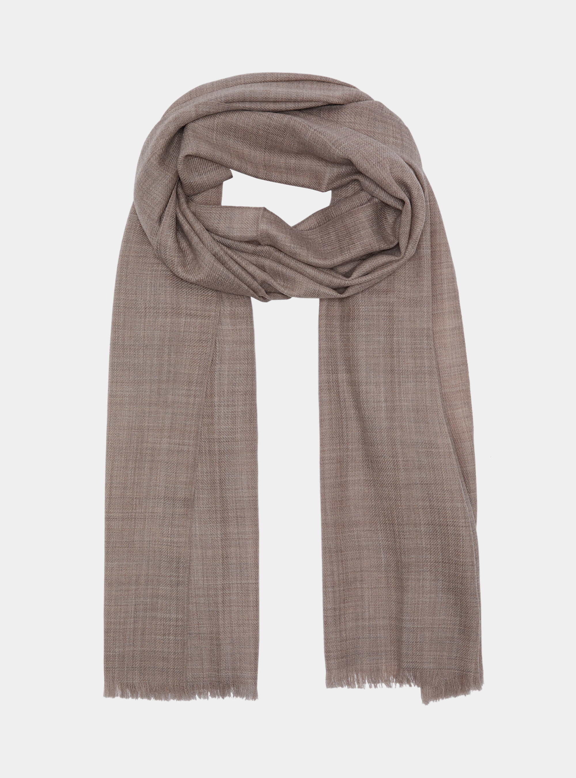 Sciarpa in lana con ricamo, FANGO