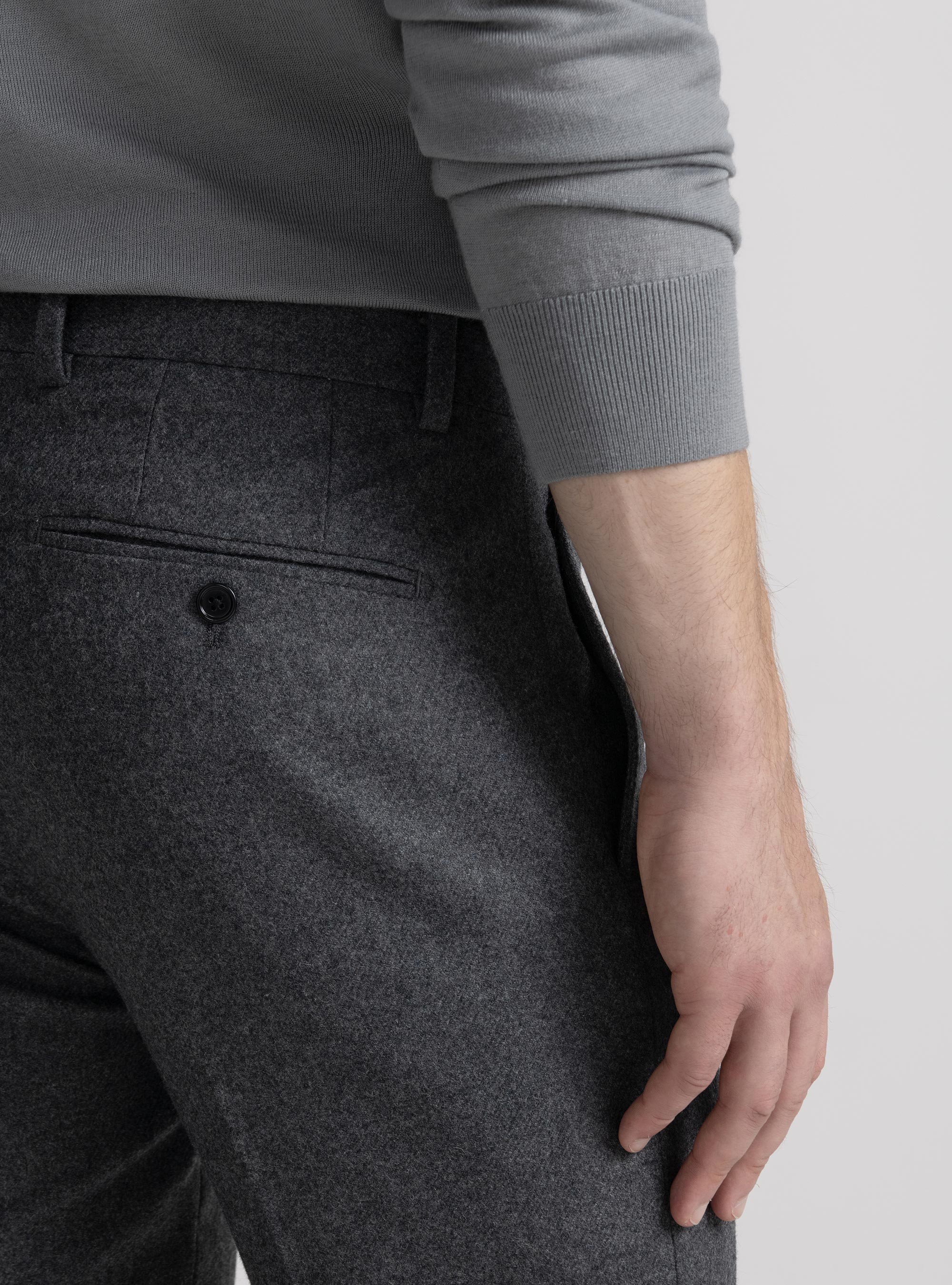 Wool-blend flannel trousers, ASPHALT GREY