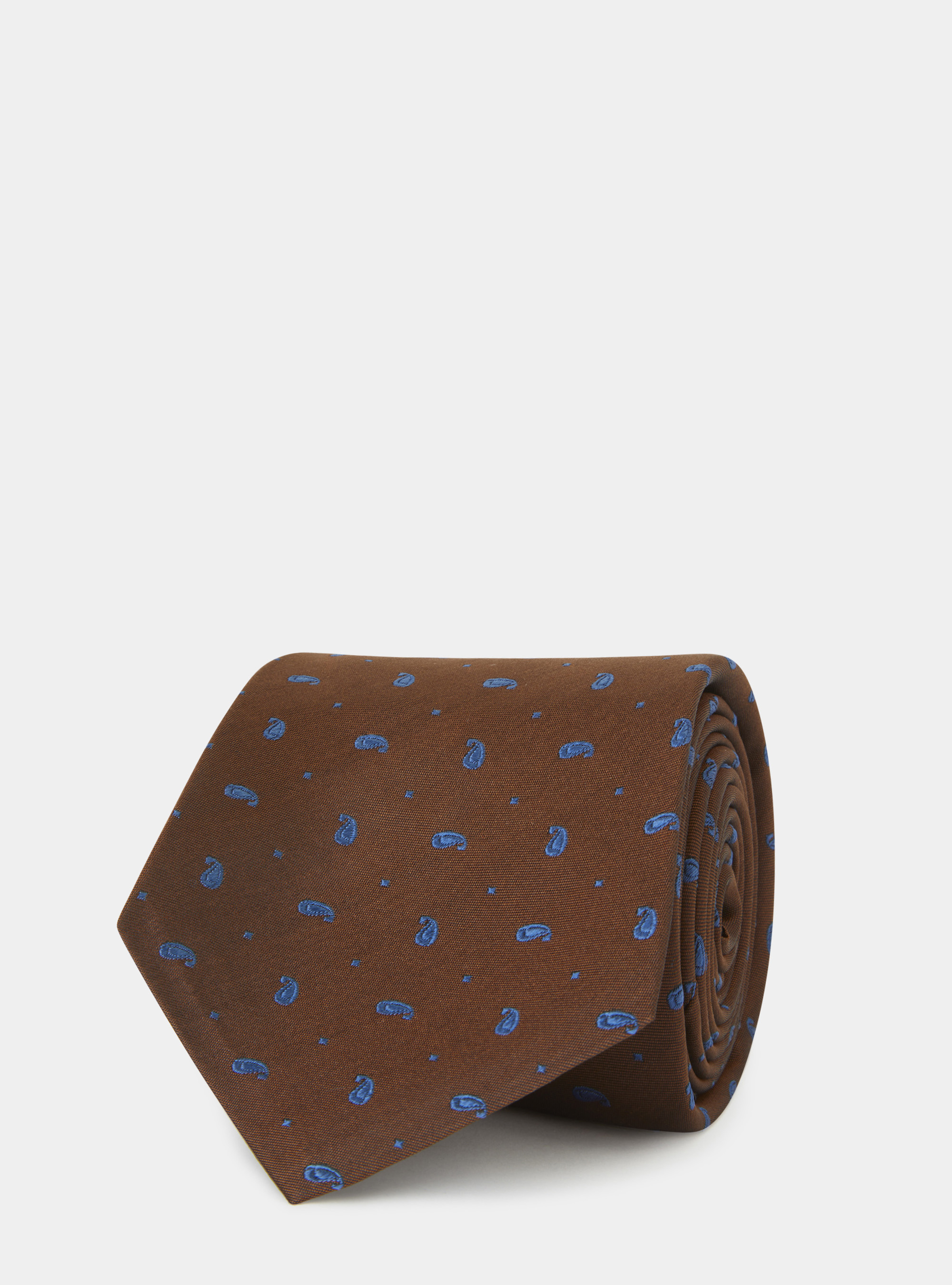 Cravatta paisley in seta, MARRONE