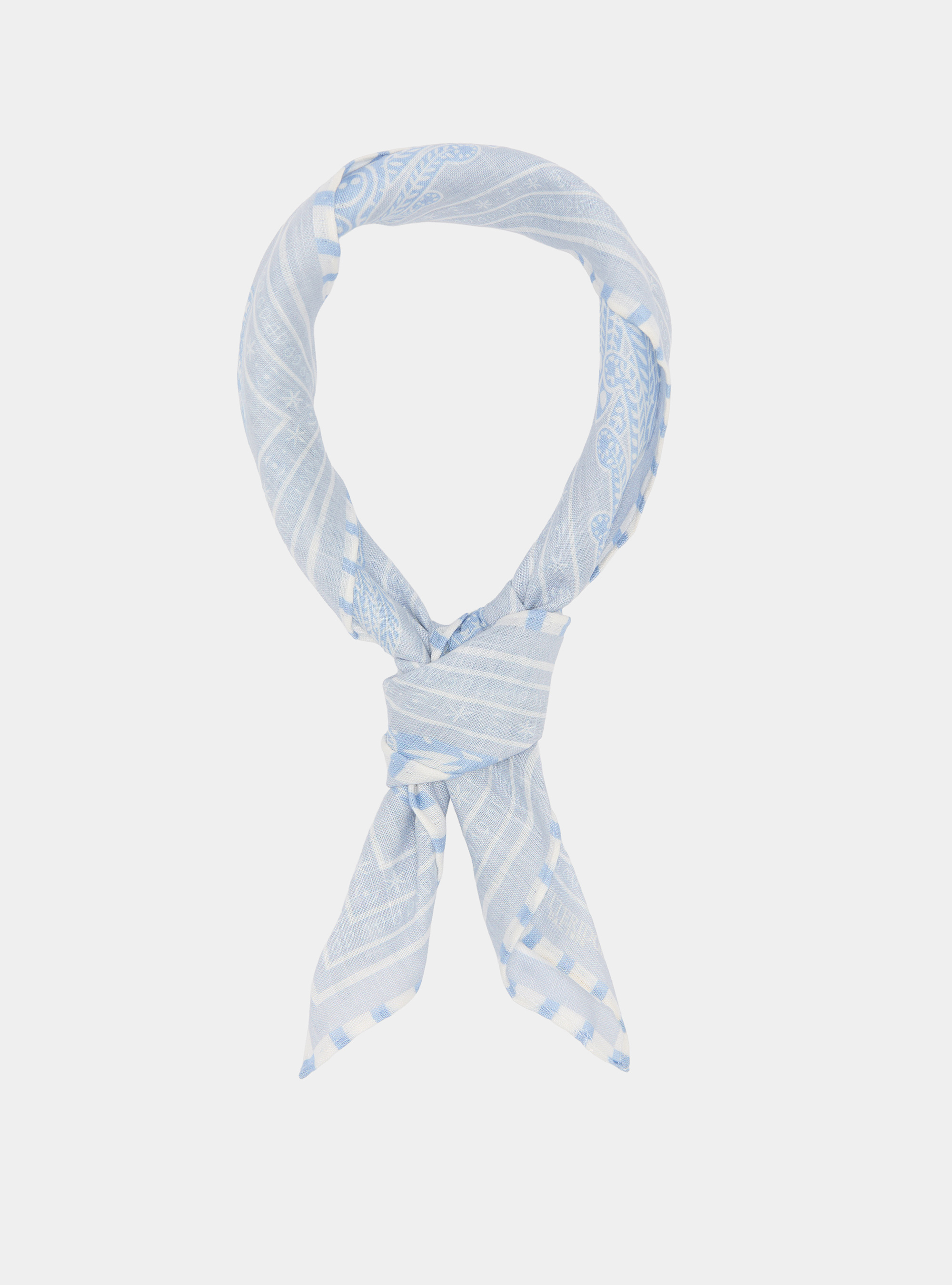 Foulard stampato fantasia bandana in lino, LIGHT BLUE