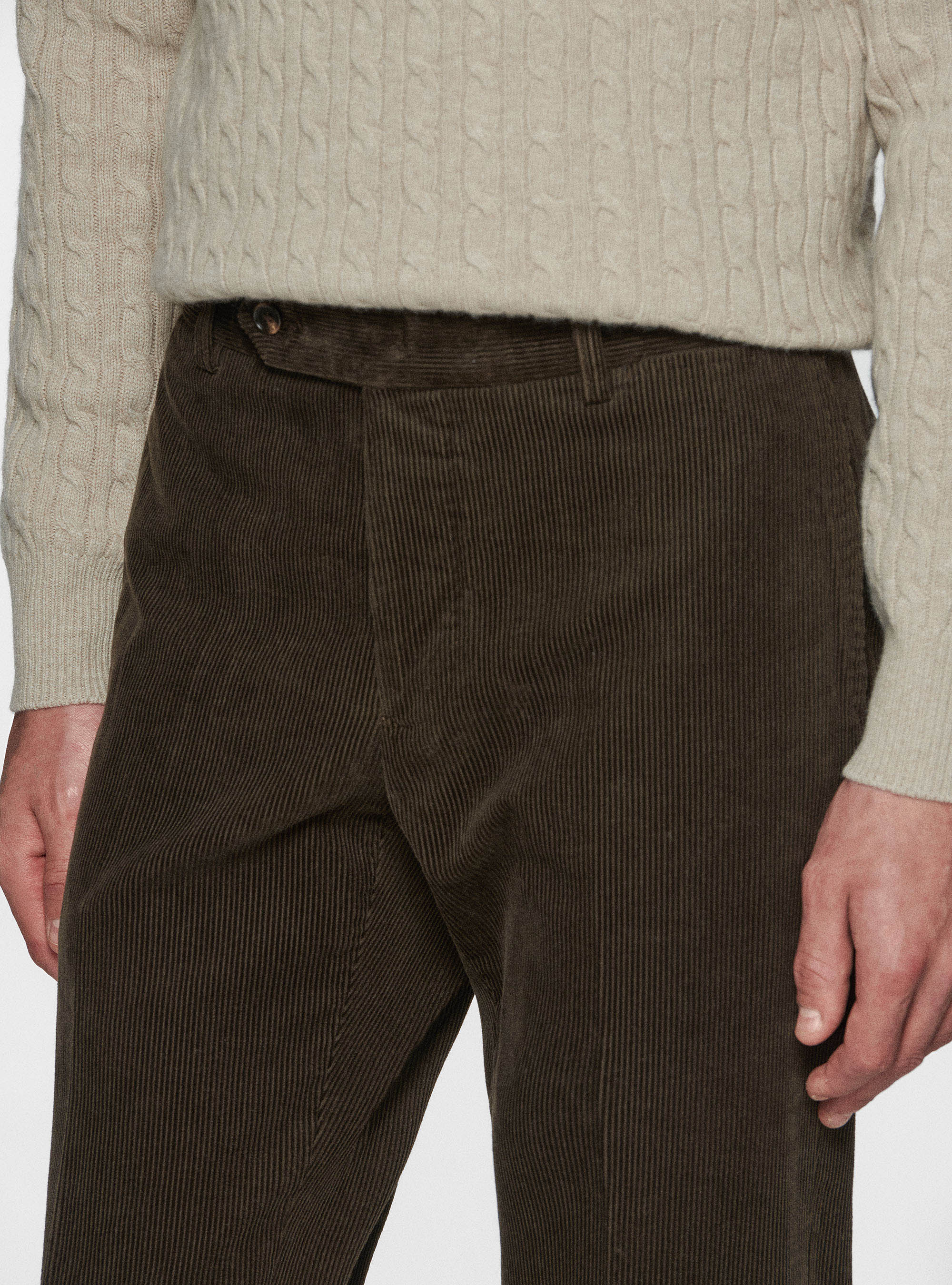 Pantaloni in velluto, MARRONE