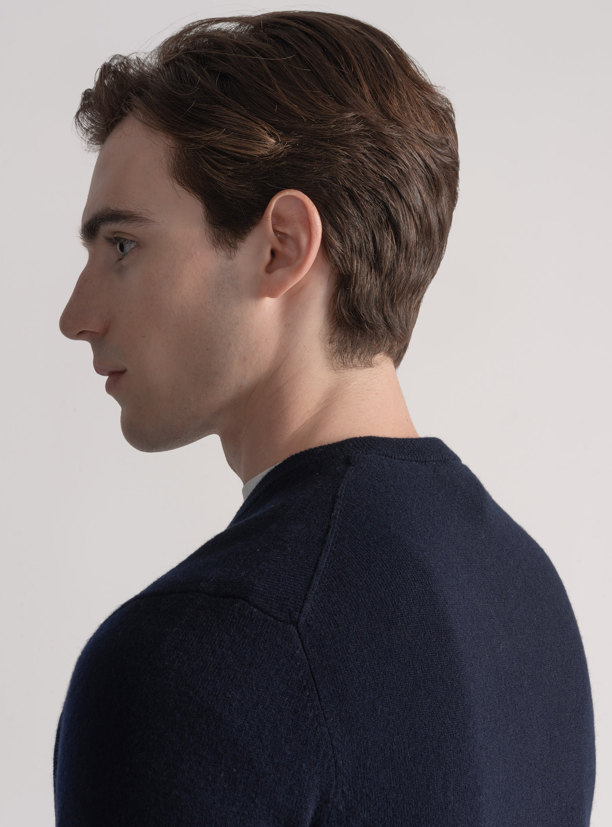 Merino wool V-neck sweater, NAVY BLUE