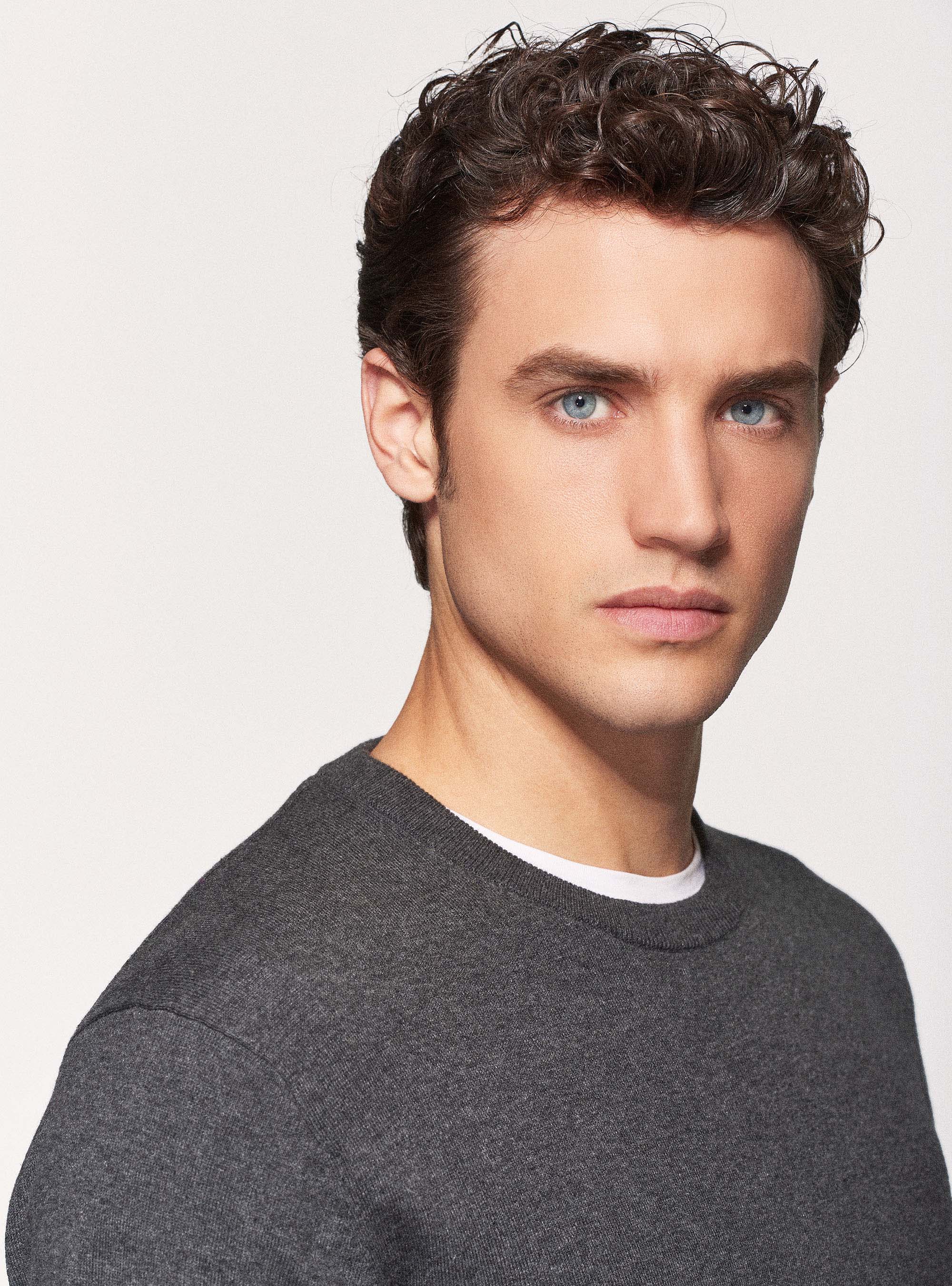 Maglia girocollo in cotone seta e cashmere, ASFALTO