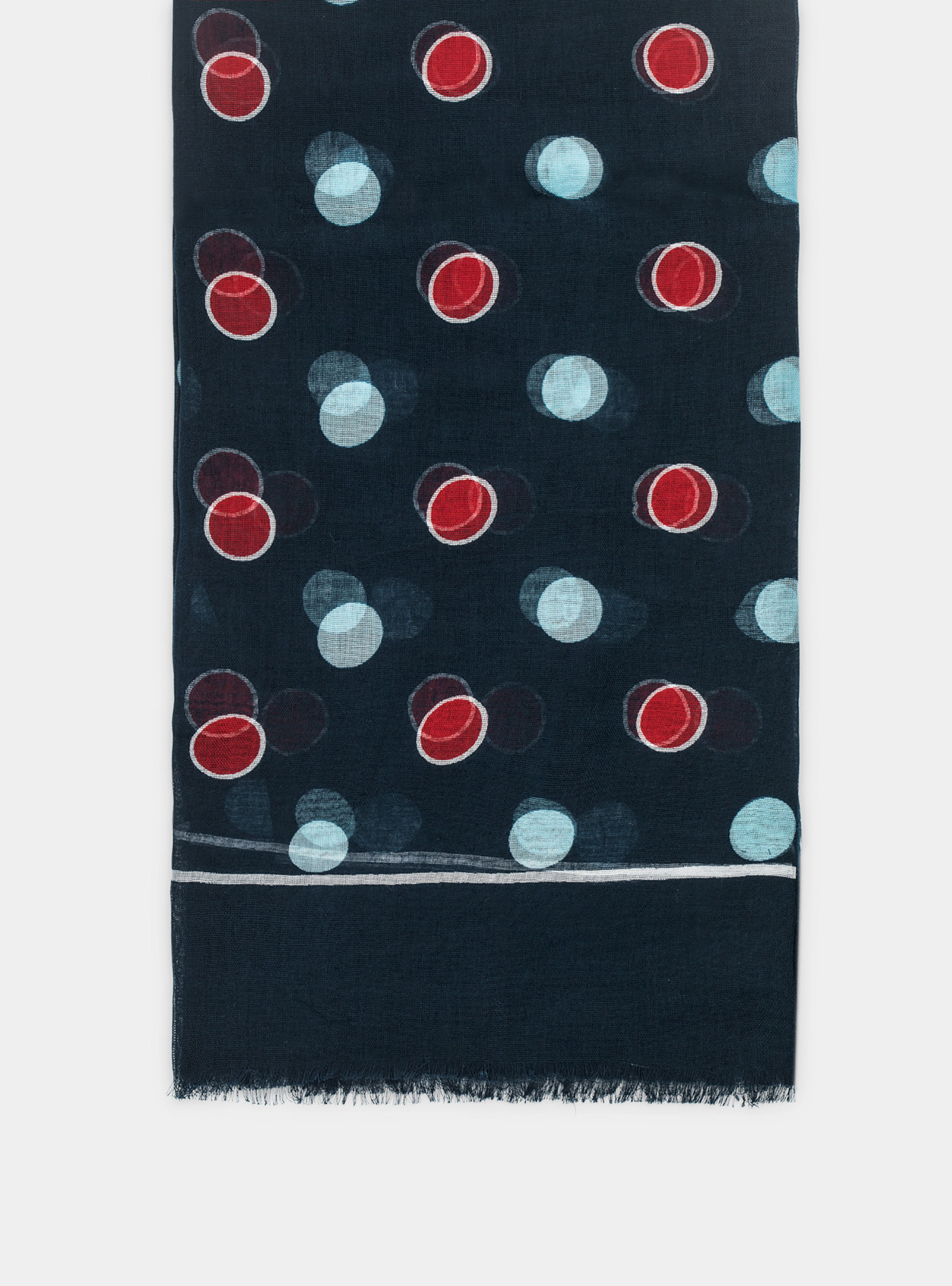 Polka dot cotton scarf, NAVY BLUE