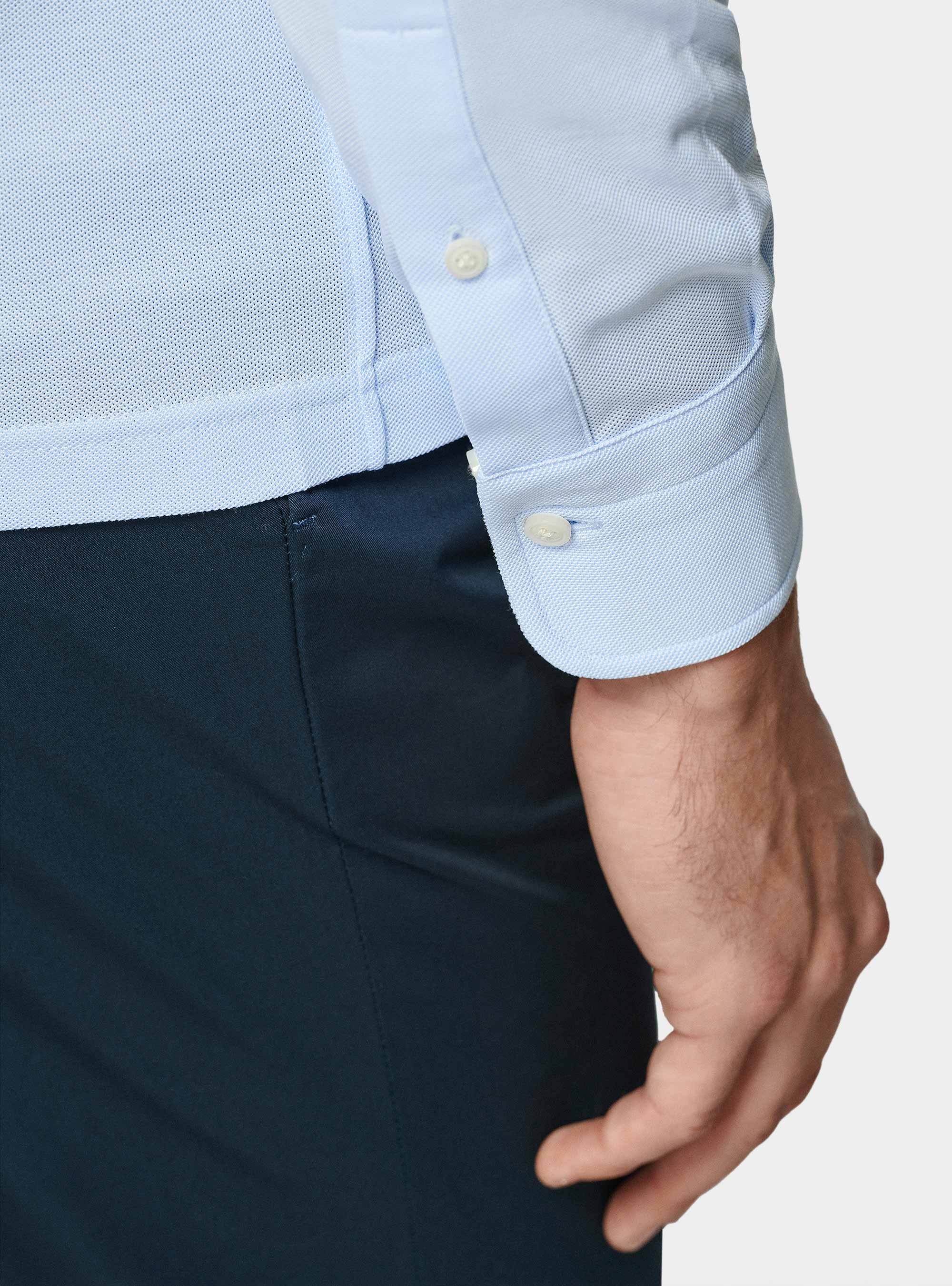 Camicia a polo GT01 in misto cotone piquet, AZZURRO