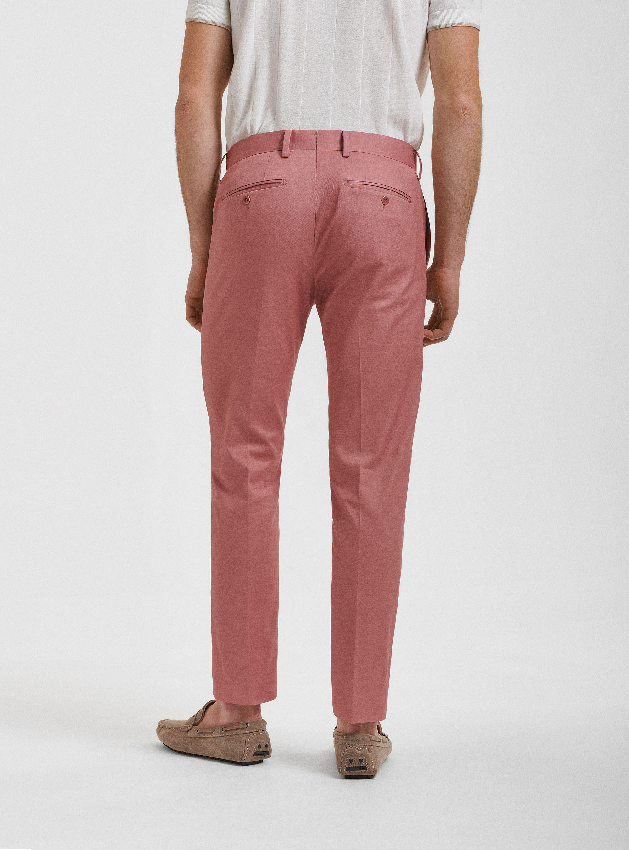 Pantalones de traje blindados de algodón, 0441C ROSA SCURO