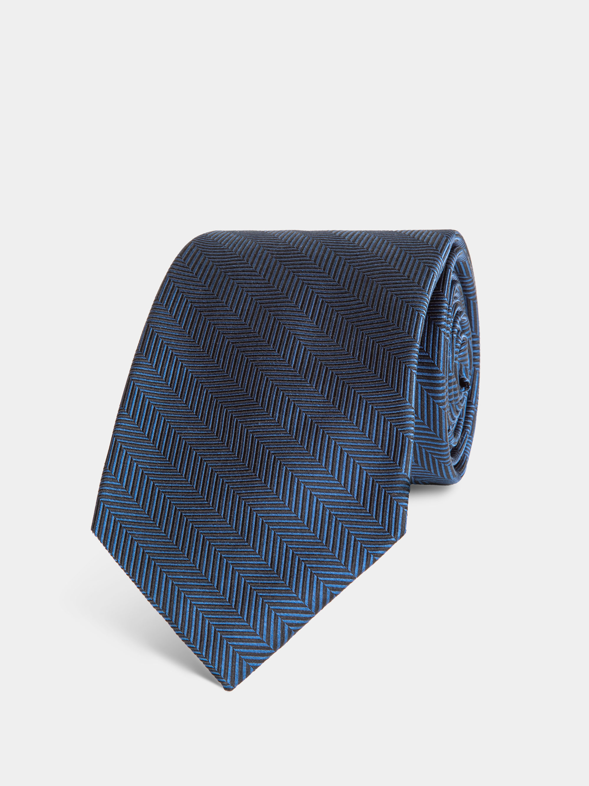 Cravatta in seta fantasia spigata, BLU ROYAL