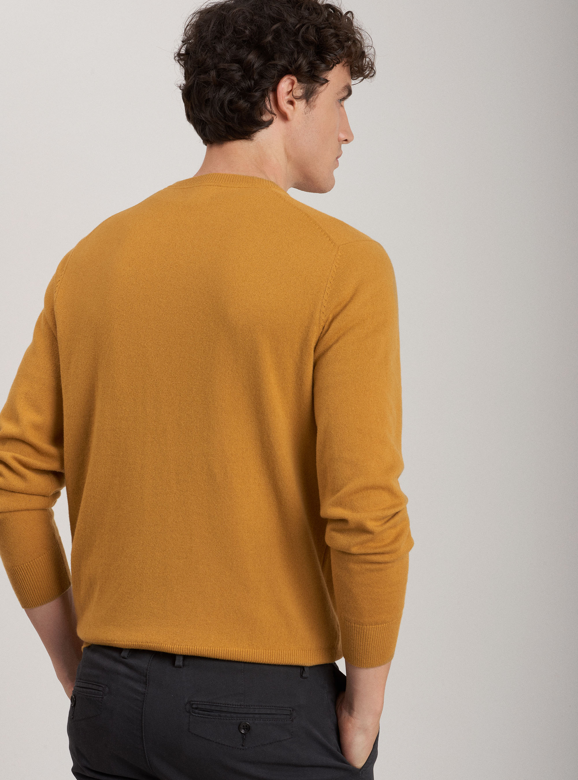 100% cashmere round neck sweater, SENAPE 0715C