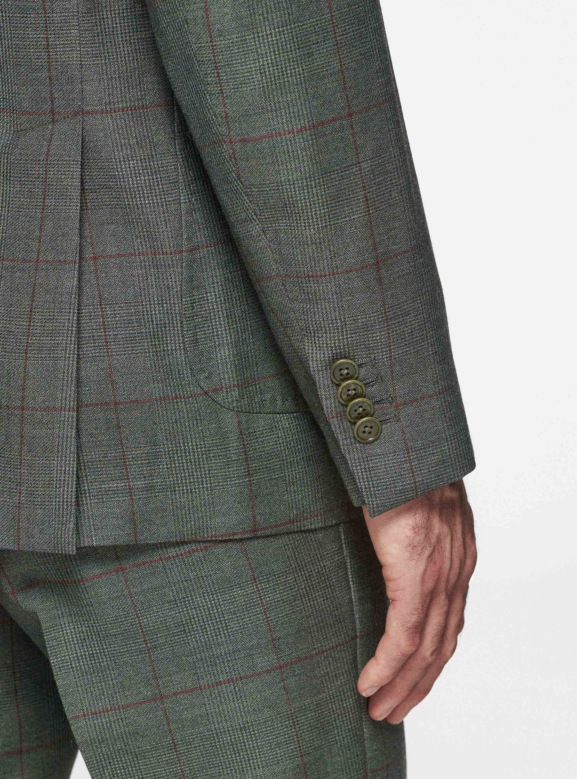 Americana en pura lana estampada, VERDE