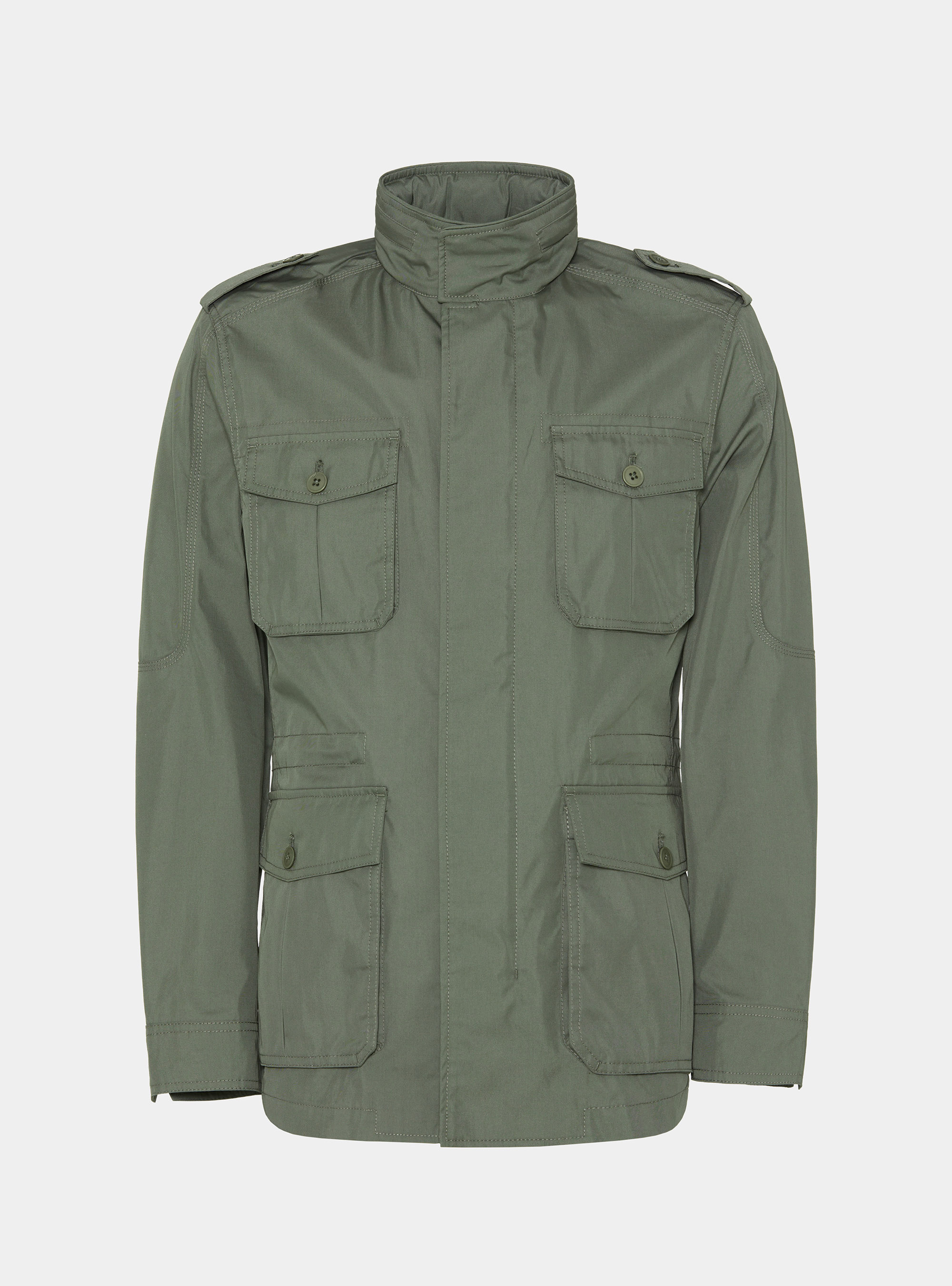 Field jacket in twill de algod&oacute;n y lino, SALVIA 0602C