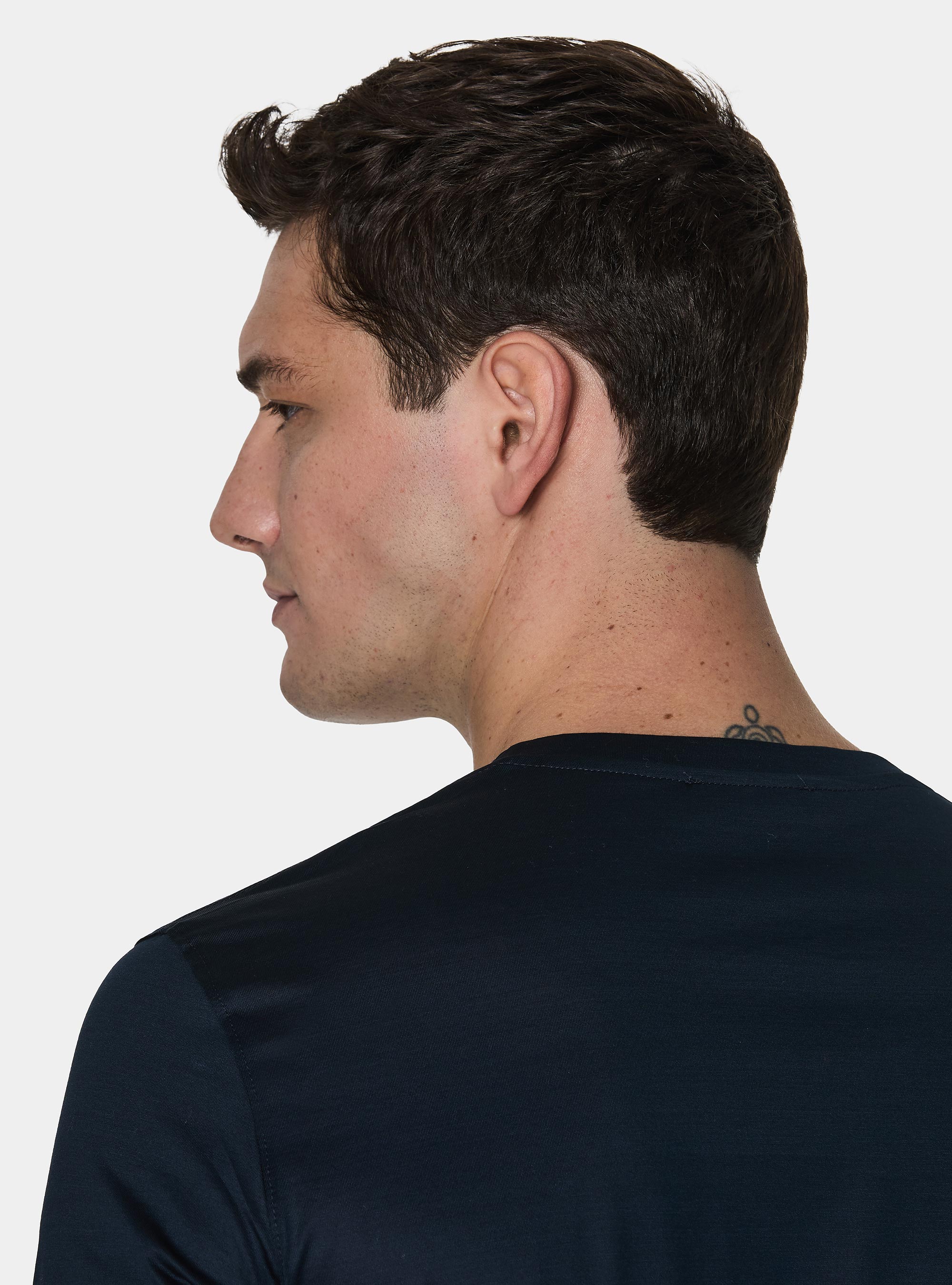 Short-sleeved T-shirt in lisle yarn, NAVY BLUE