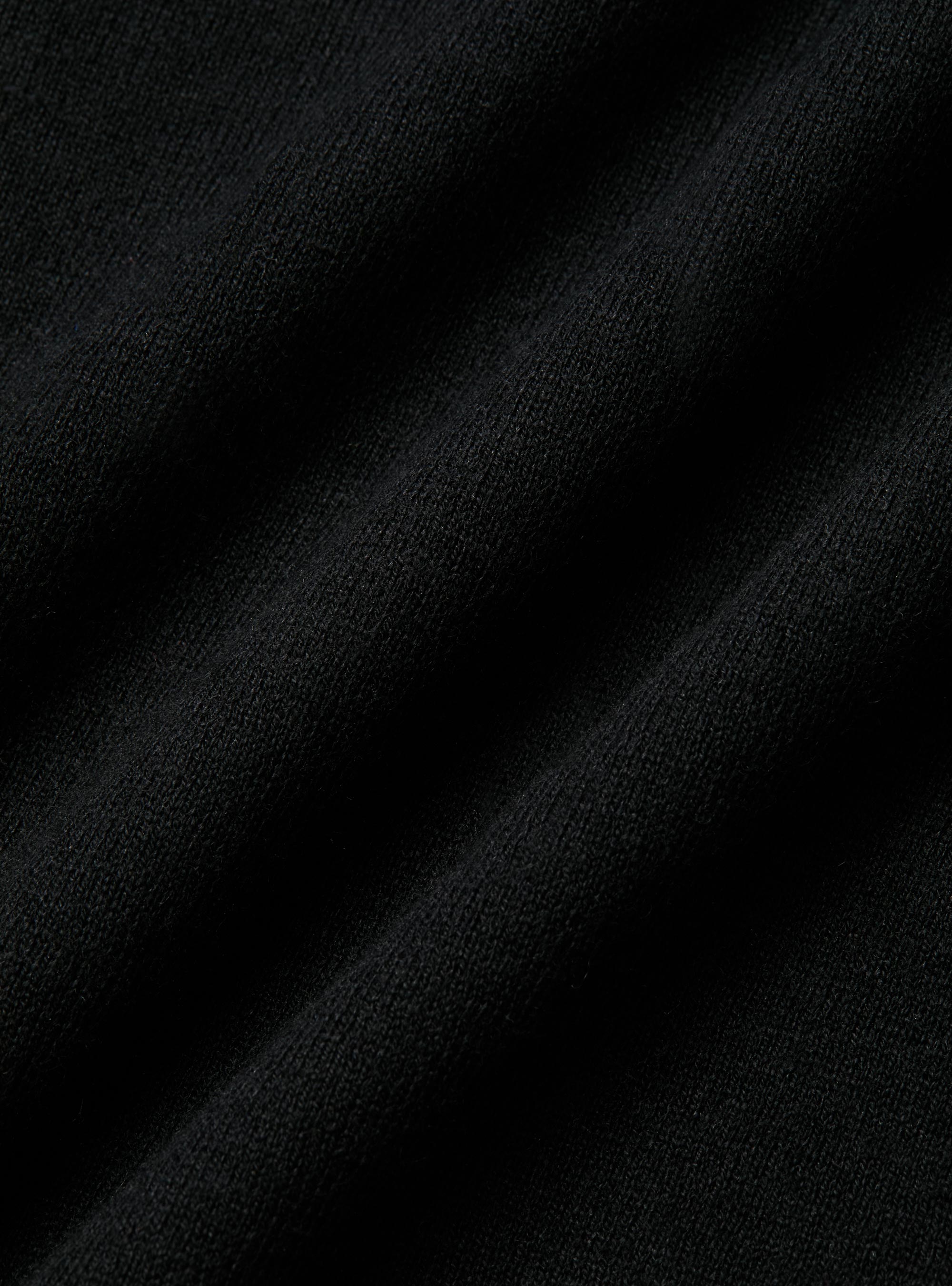 Punto de cuello redondo de algodón, seda y cachemira, NEGRO