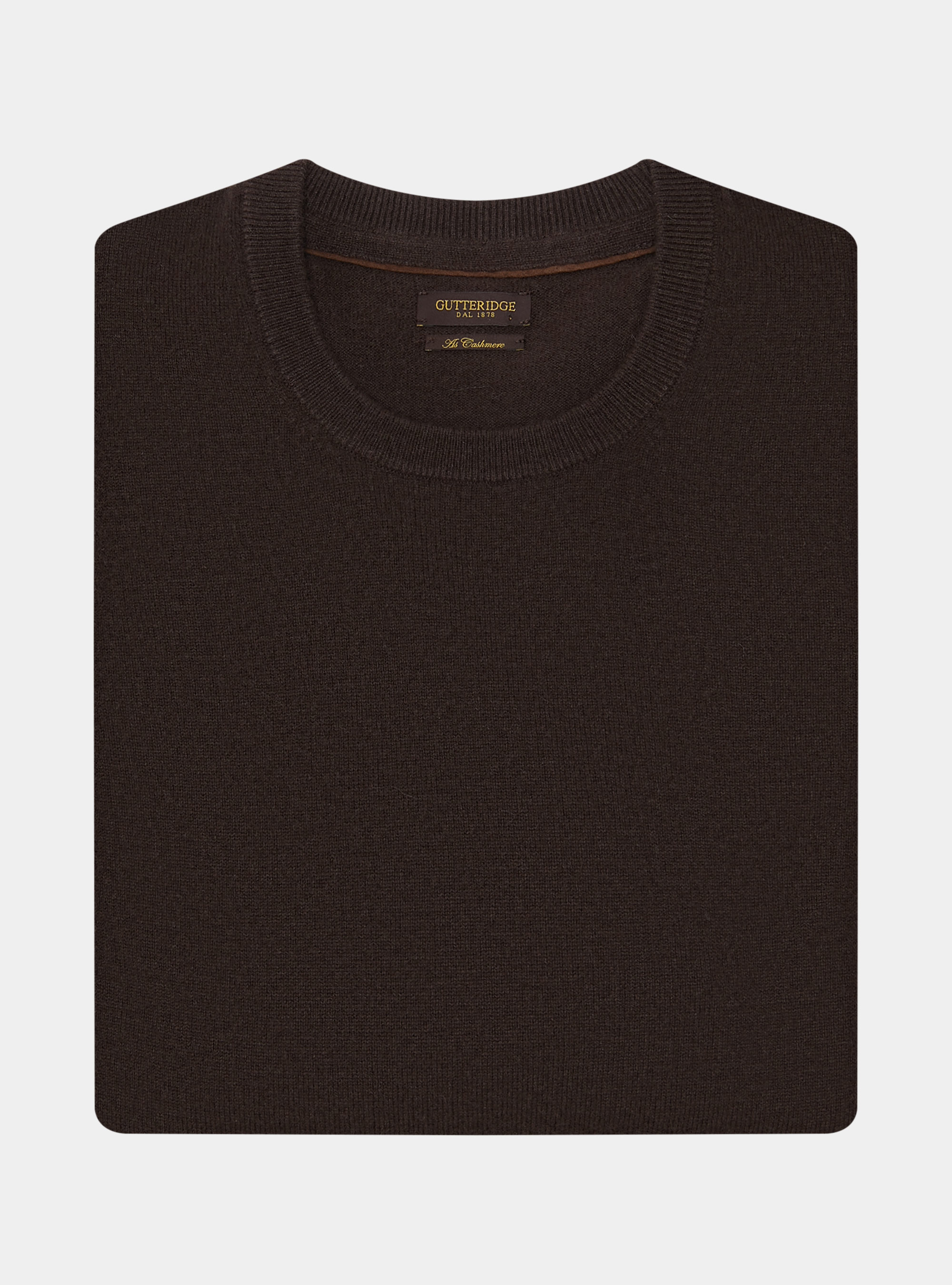 Maglia girocollo in lambswool e cashmere, MARRONE