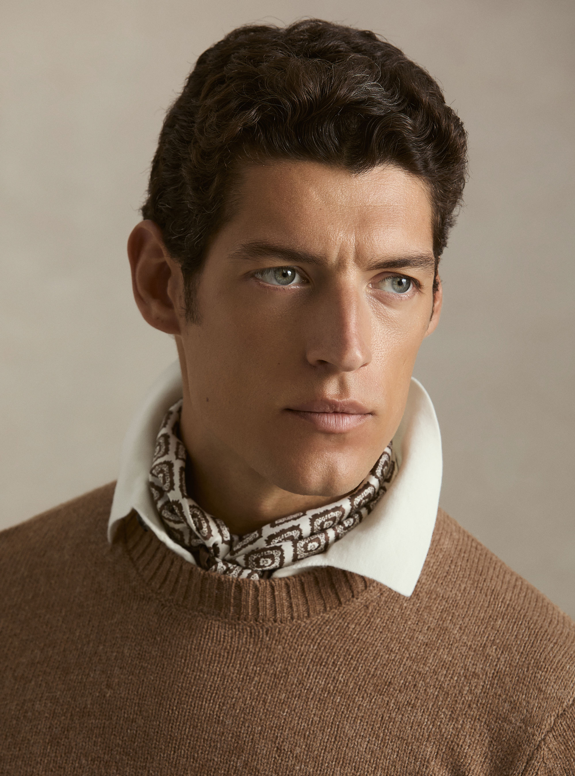 Pure Shetland wool crewneck sweater, HAZELNUT
