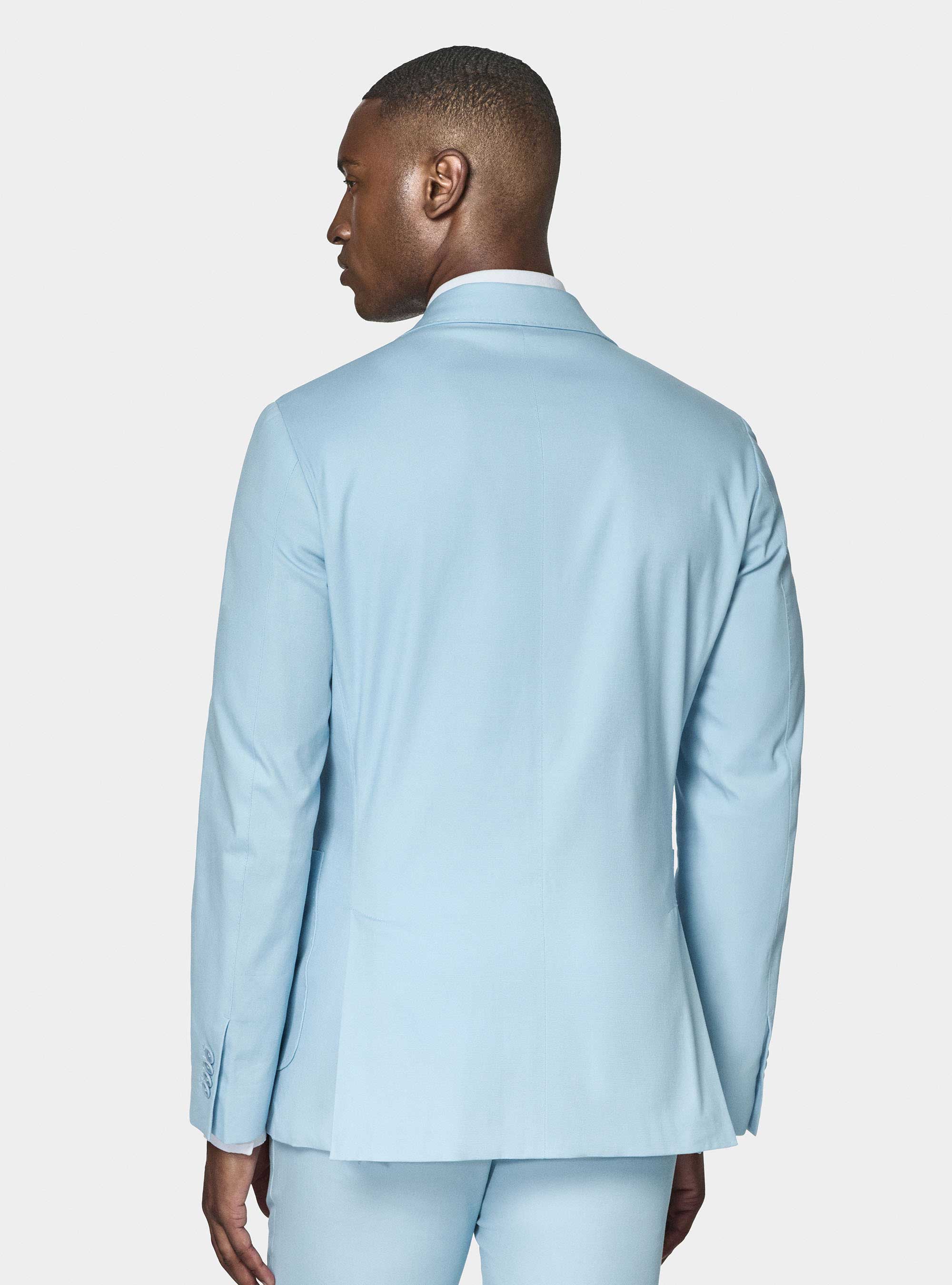 Giacca abito in cotone armaturato, AZZURRO